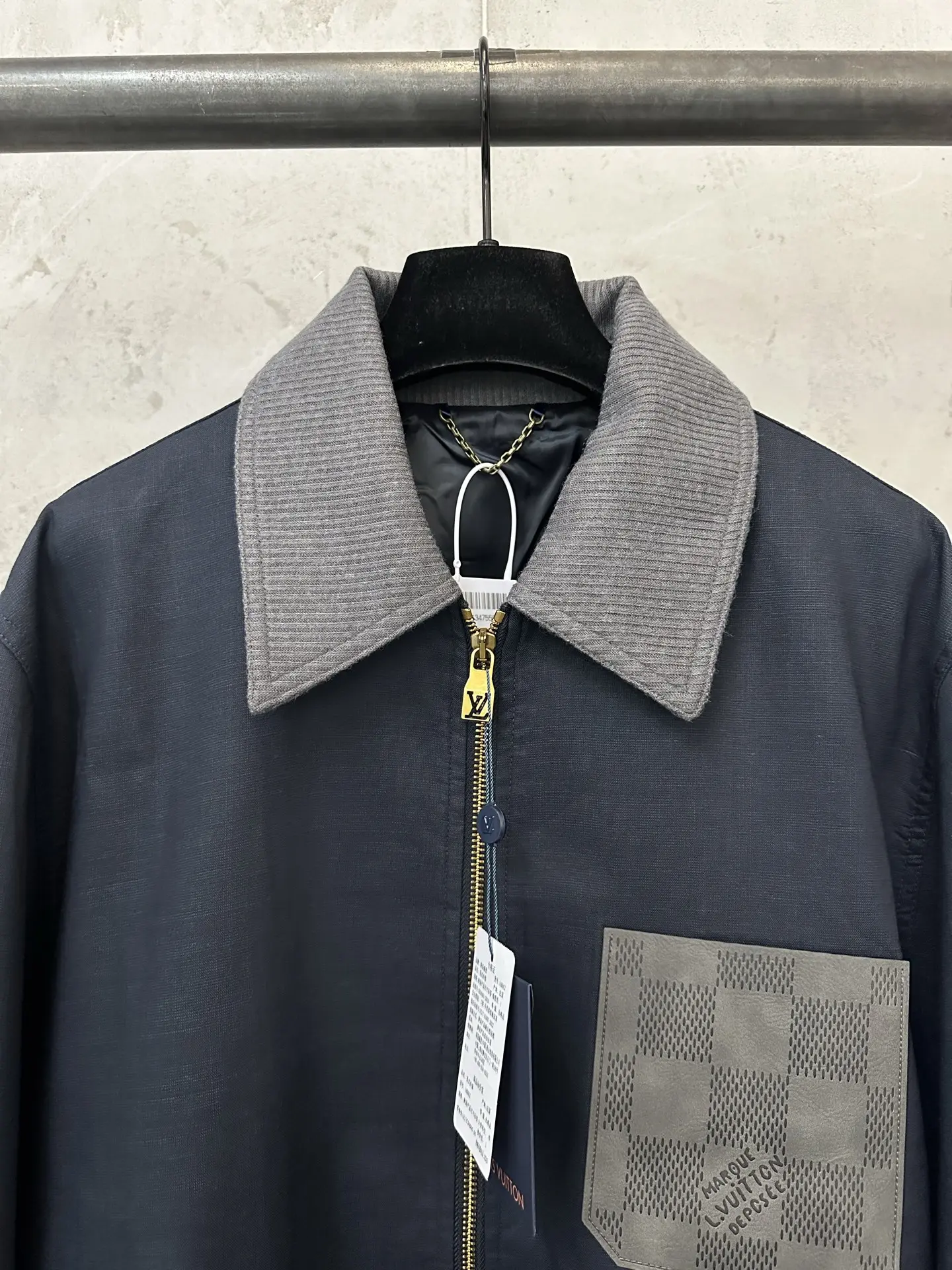 Linen-Blend Workwear Jacket with Leather Logo Patch D42023542 — view 5