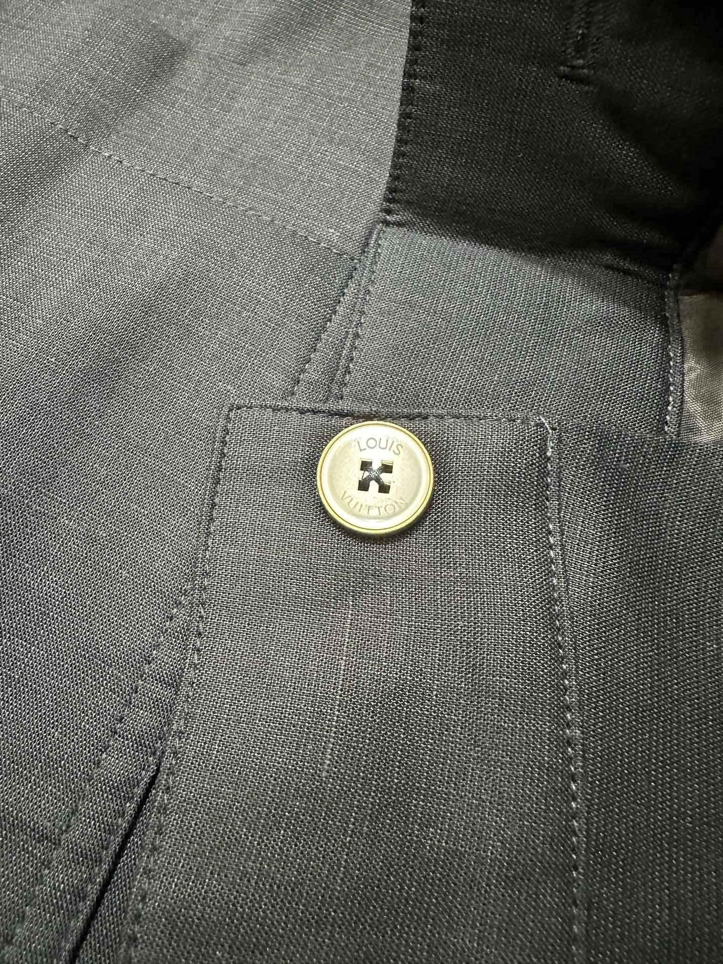 Linen-Blend Workwear Jacket with Leather Logo Patch D42023542 — view 9