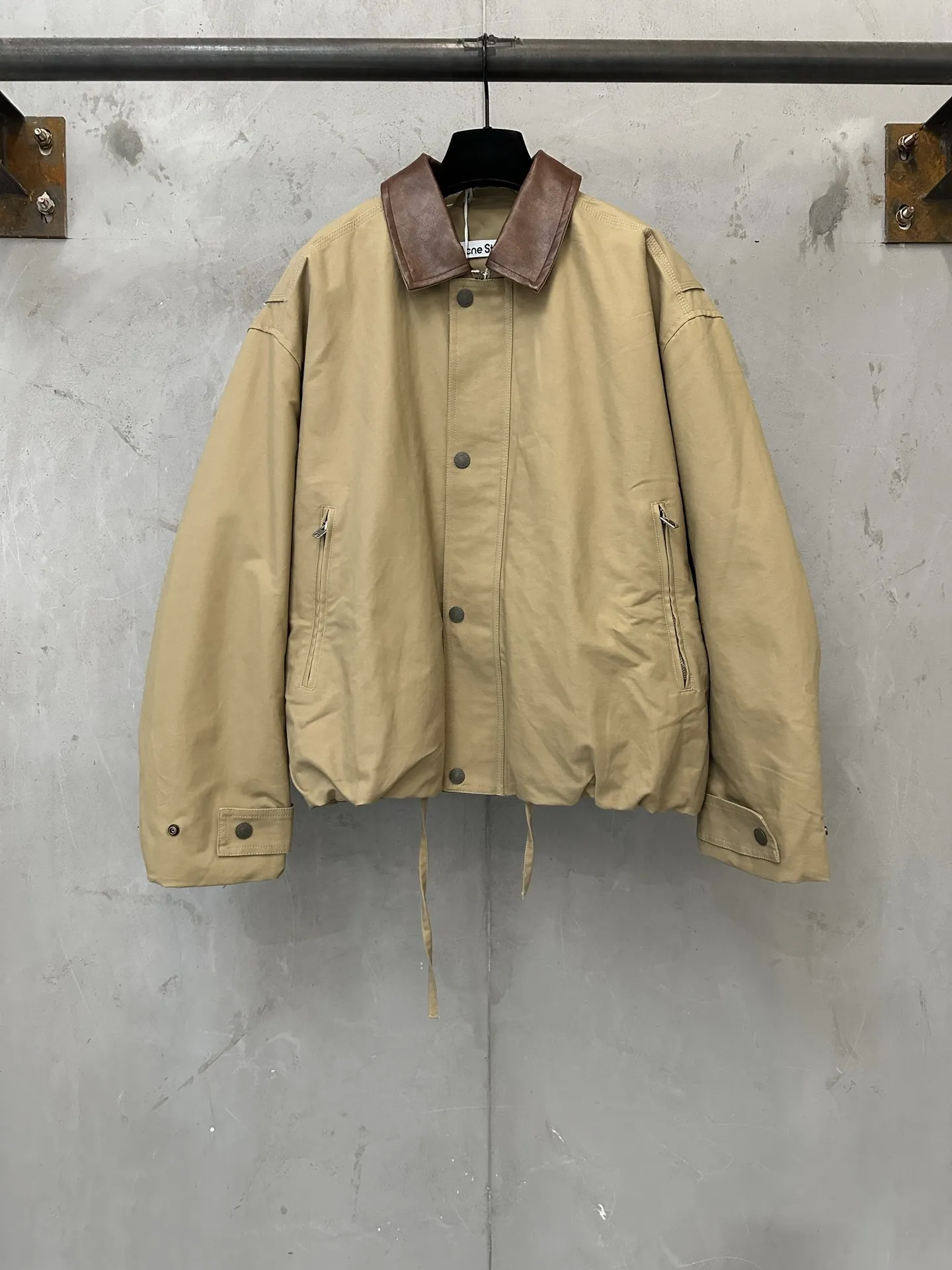 Leather-Trimmed Cotton Twill Bomber Jacket D44024440