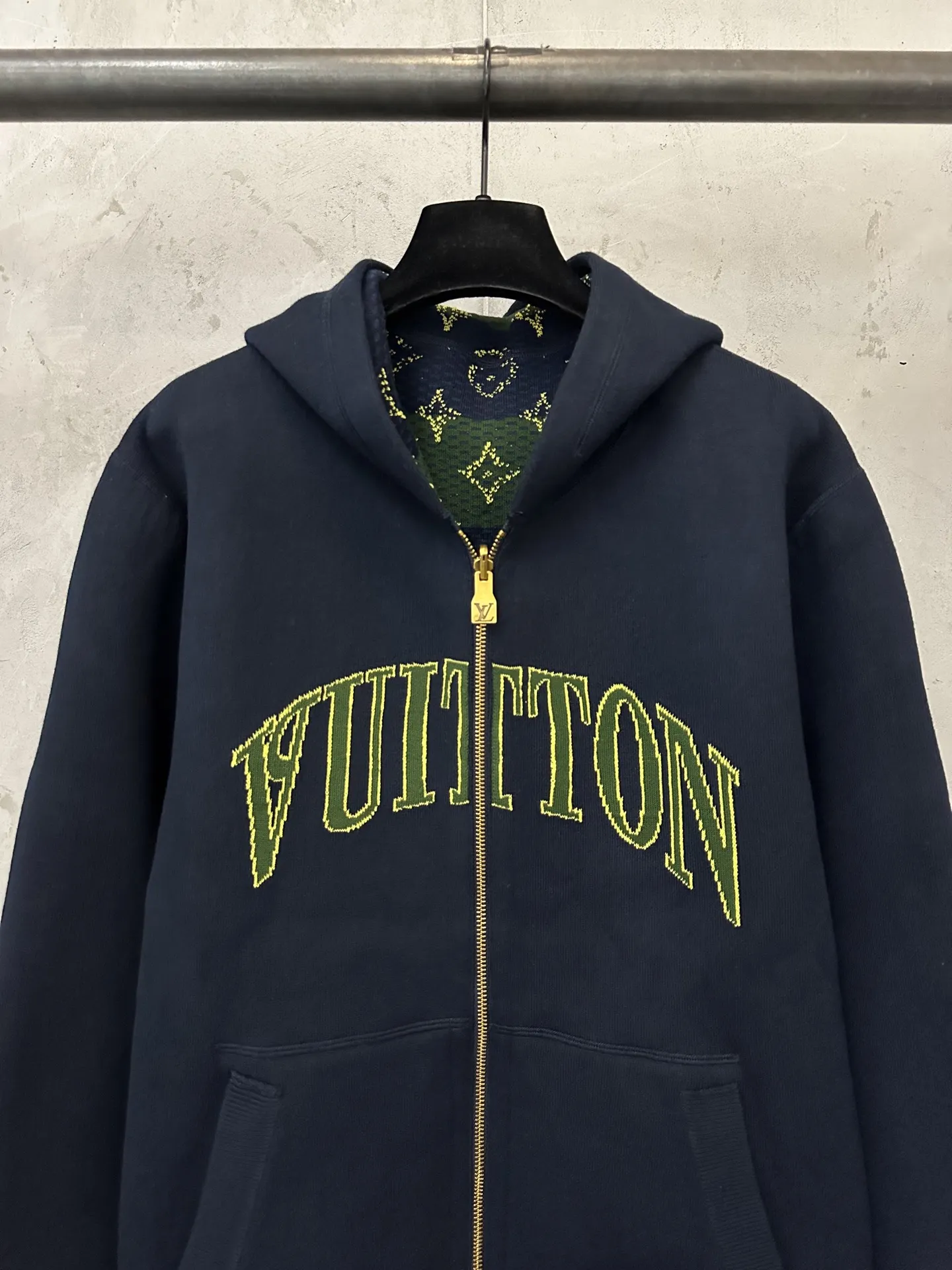 Reversible Jacquard Knit Zip-Up Hoodie D48020244 — view 5