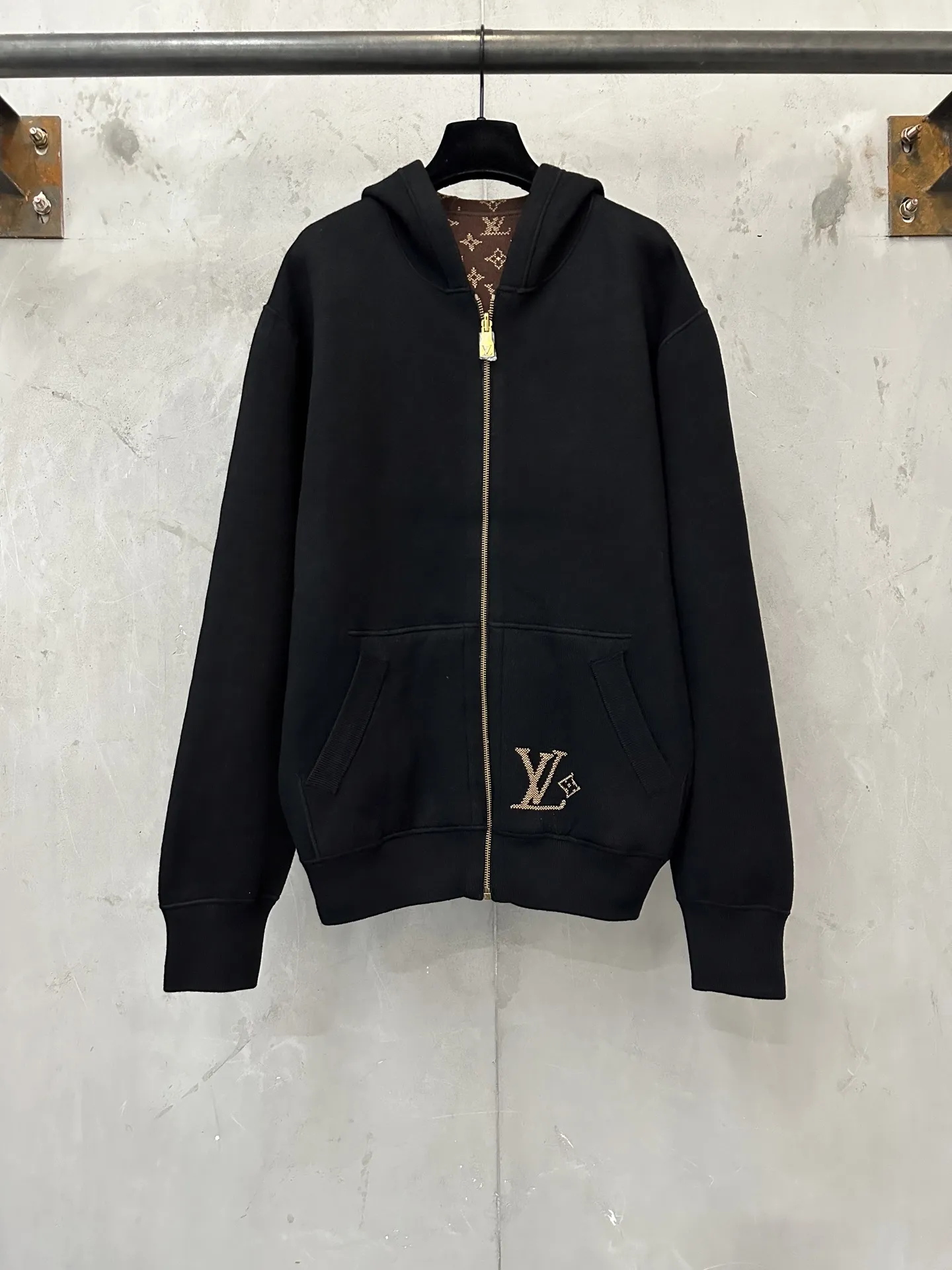 Reversible Monogram Jacquard Knit Zip-Up Hoodie D48020245