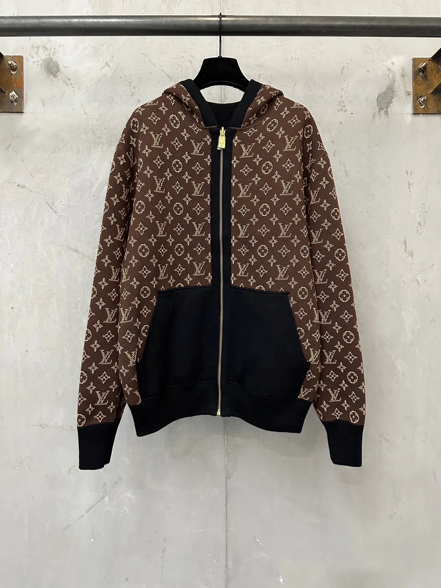 Reversible Monogram Jacquard Knit Zip-Up Hoodie D48020245 — view 2