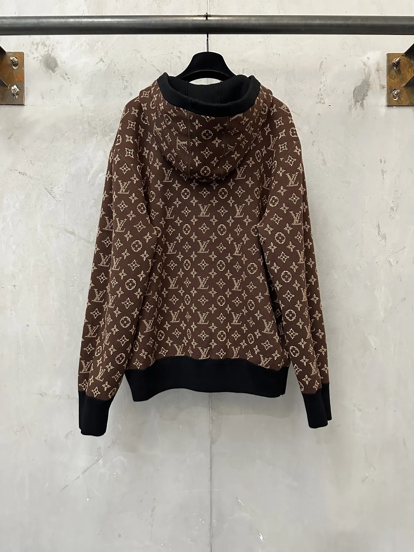 Reversible Monogram Jacquard Knit Zip-Up Hoodie D48020245 — view 3