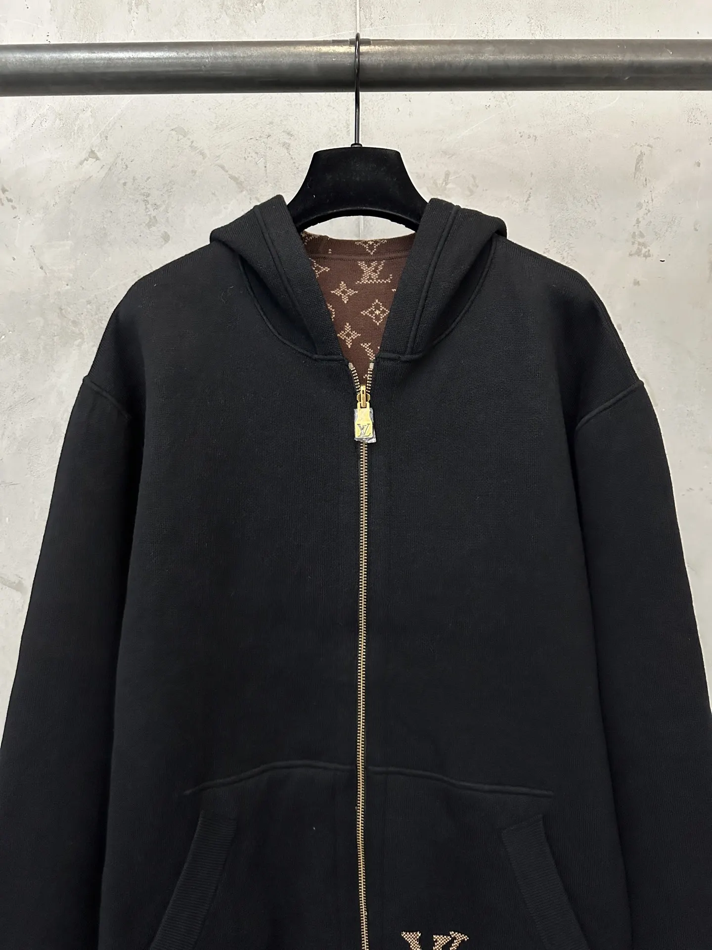 Reversible Monogram Jacquard Knit Zip-Up Hoodie D48020245 — view 5