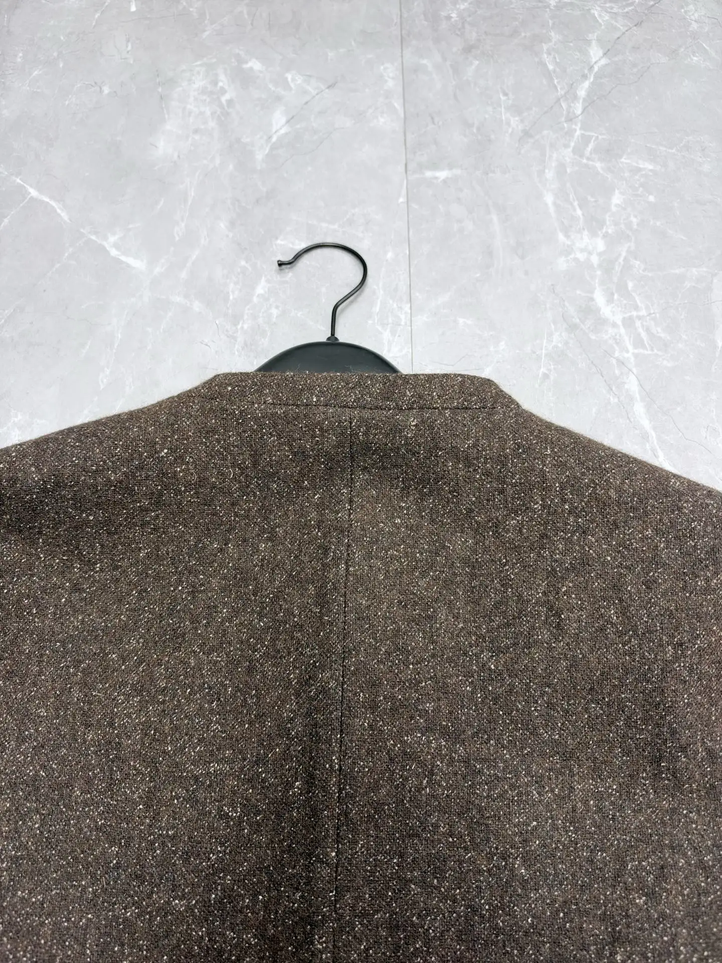 Embroidered Wool-Tweed Collarless Jacket D51020506 — view 8