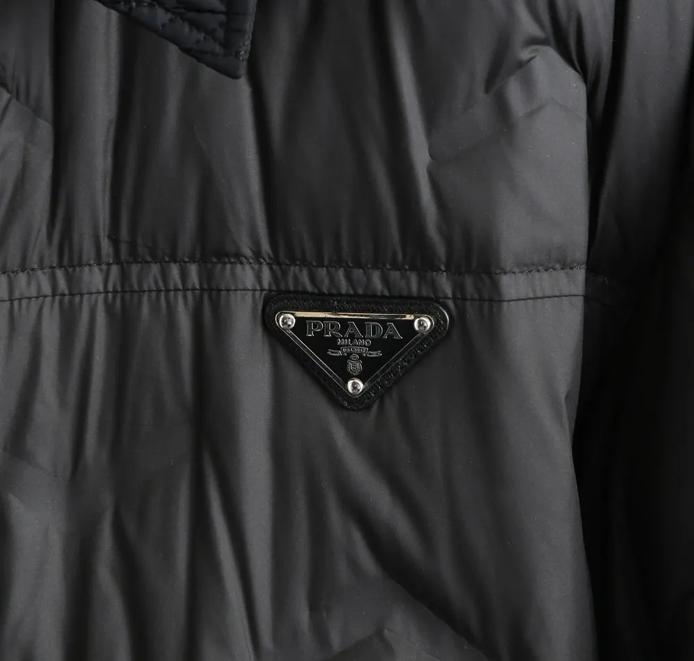 Quilted Down-Filled Shirt Jacket with Enamel Triangle Logo D52020379 — view 9