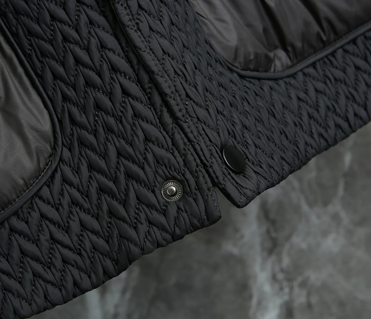 Quilted Down-Filled Shirt Jacket with Enamel Triangle Logo D52020379 — view 10