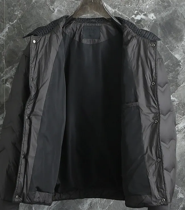 Quilted Down-Filled Shirt Jacket with Enamel Triangle Logo D52020379 — view 13