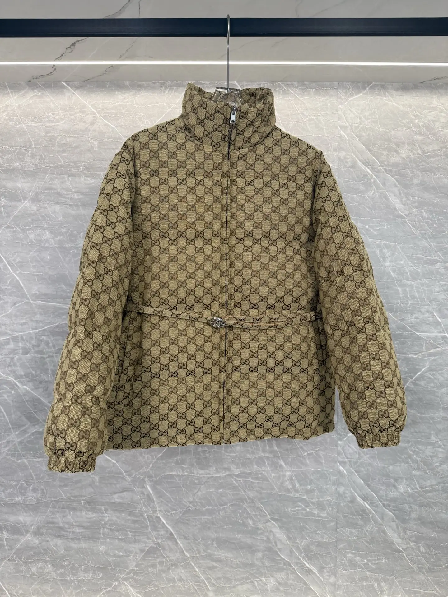 GG Monogram Jacquard Belted Down Jacket D55020310 — view 2
