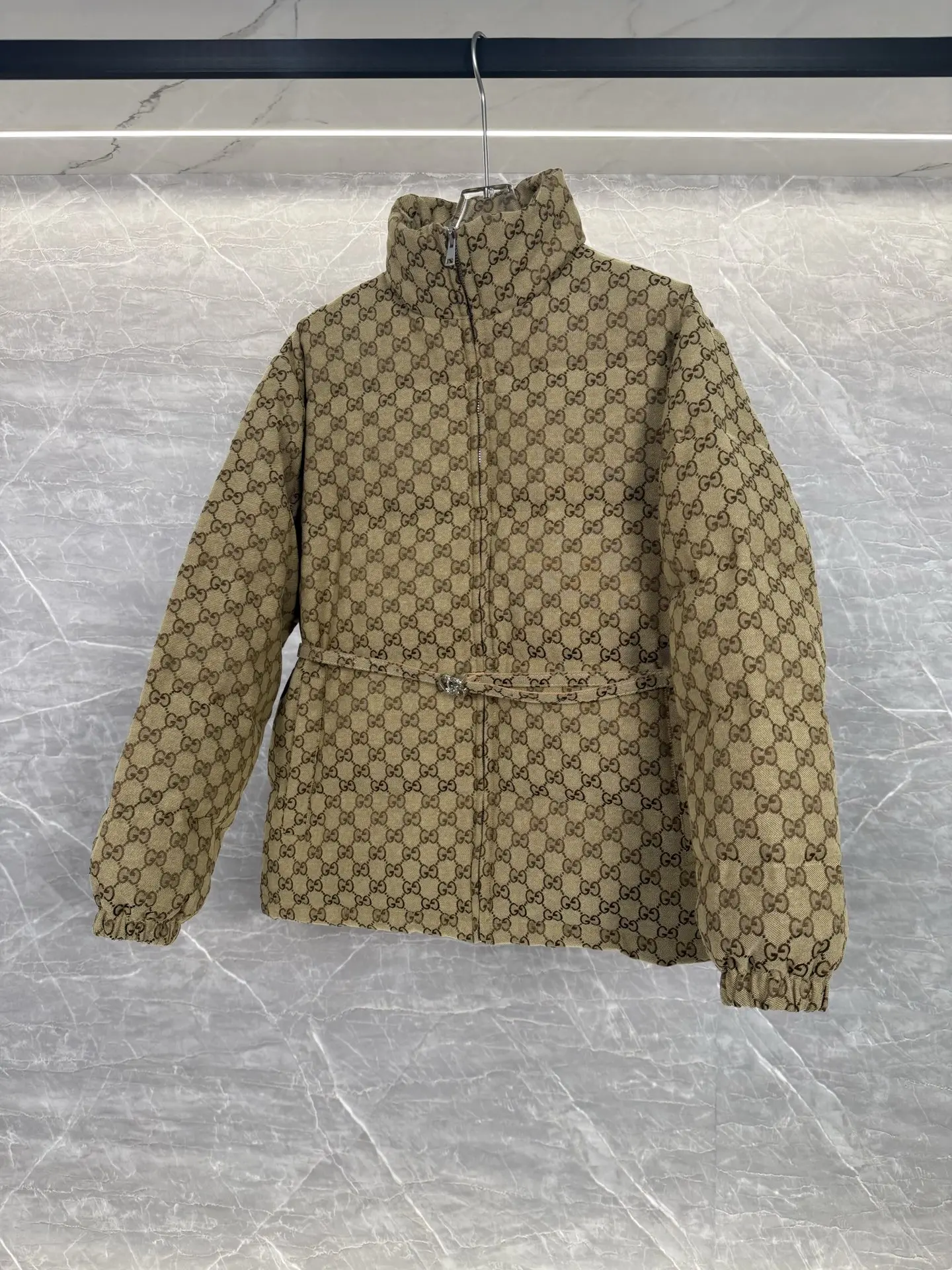 GG Monogram Jacquard Belted Down Jacket D55020310 — view 3