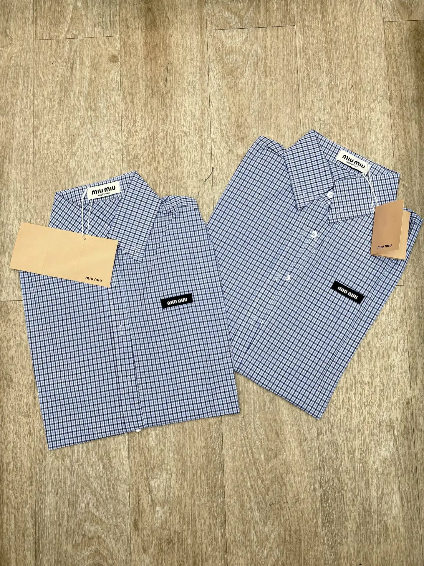 Logo Patch Gingham Check Shirt D8516101 — view 2