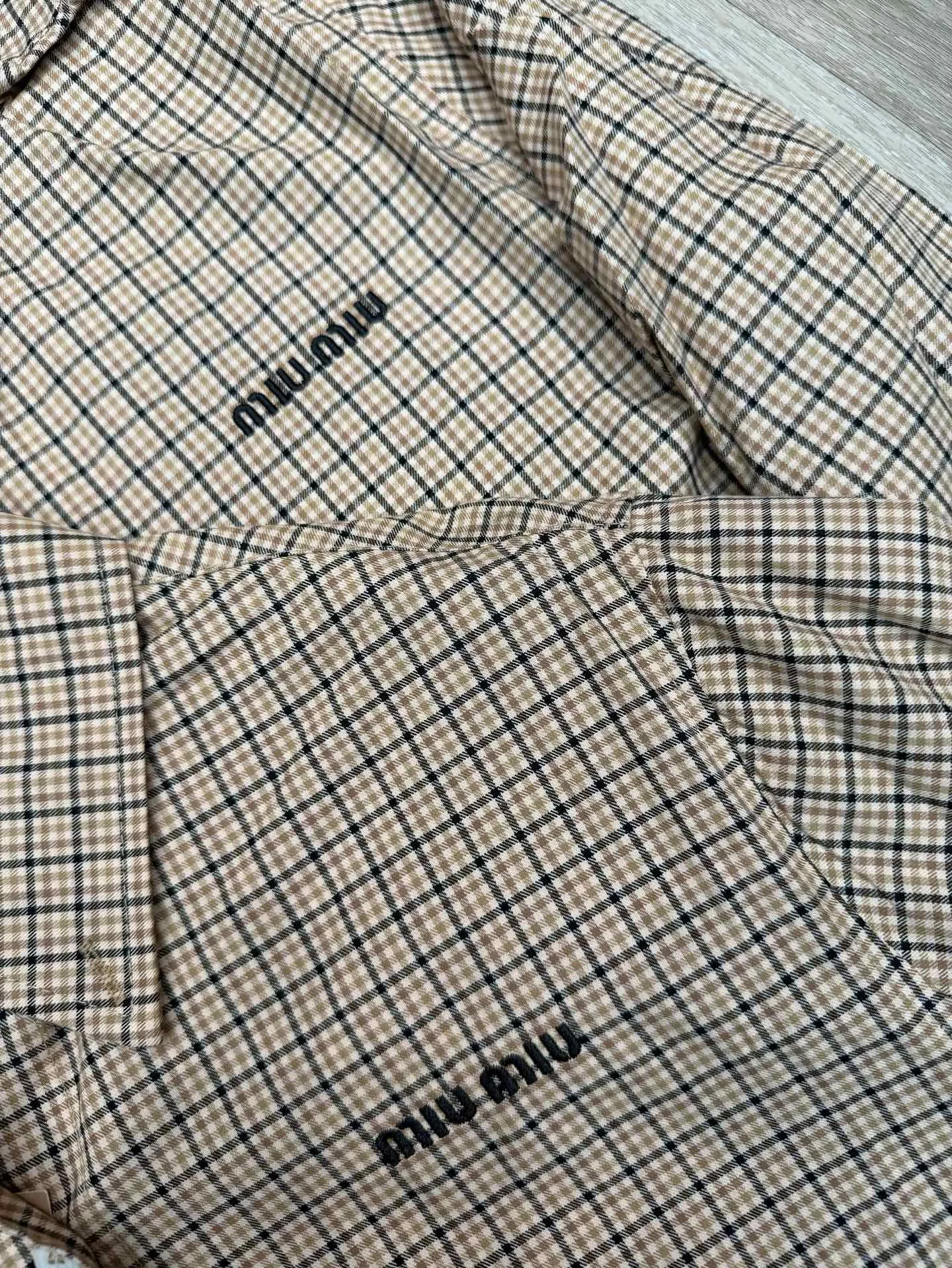 Embroidered Logo Checked Cotton Shirt D8916100 — view 2