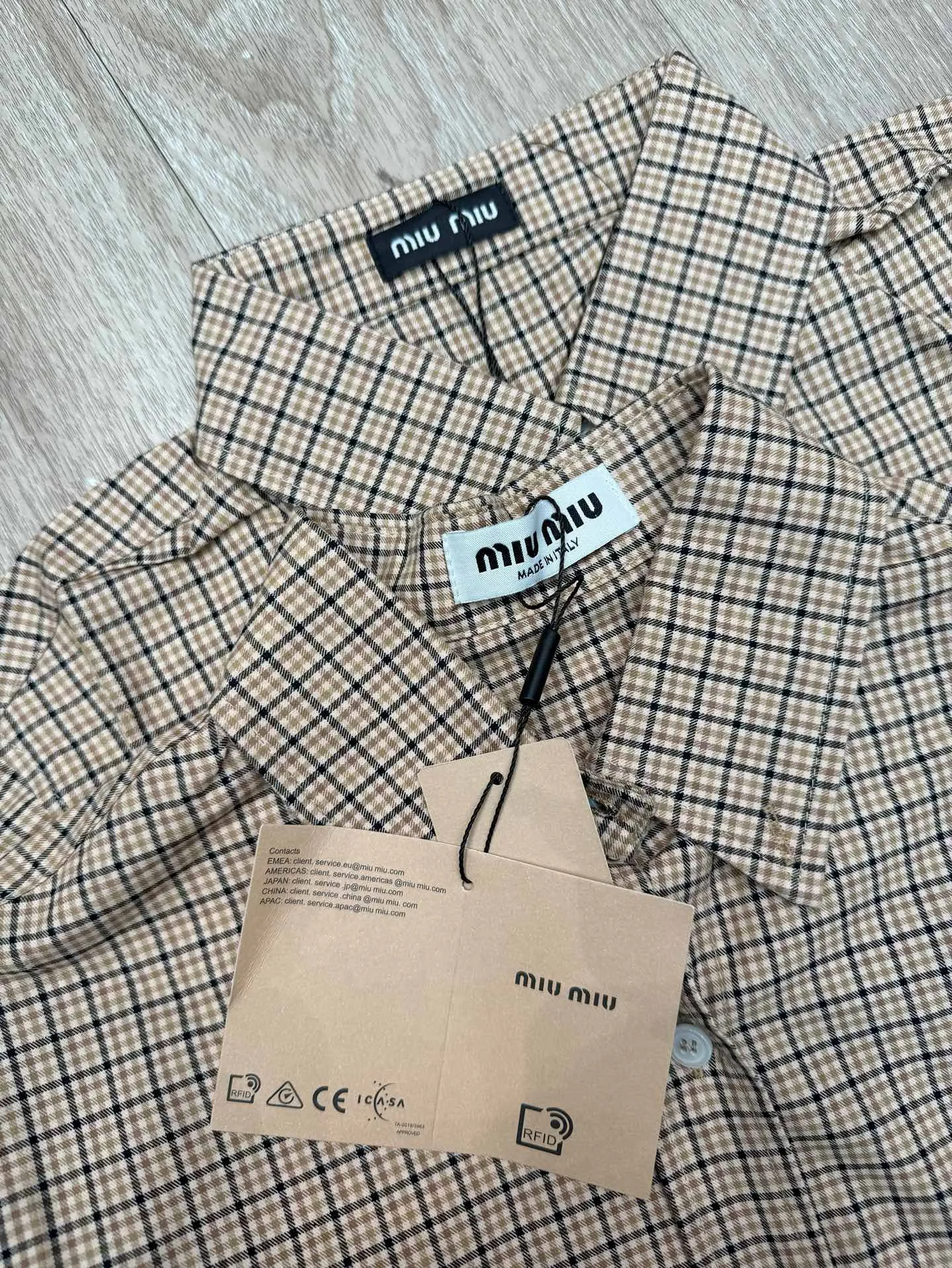 Embroidered Logo Checked Cotton Shirt D8916100 — view 3