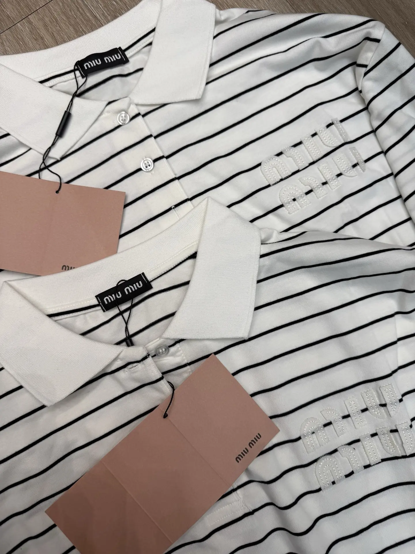 Striped Cotton Long-Sleeve Polo Shirt D8916109 — view 3