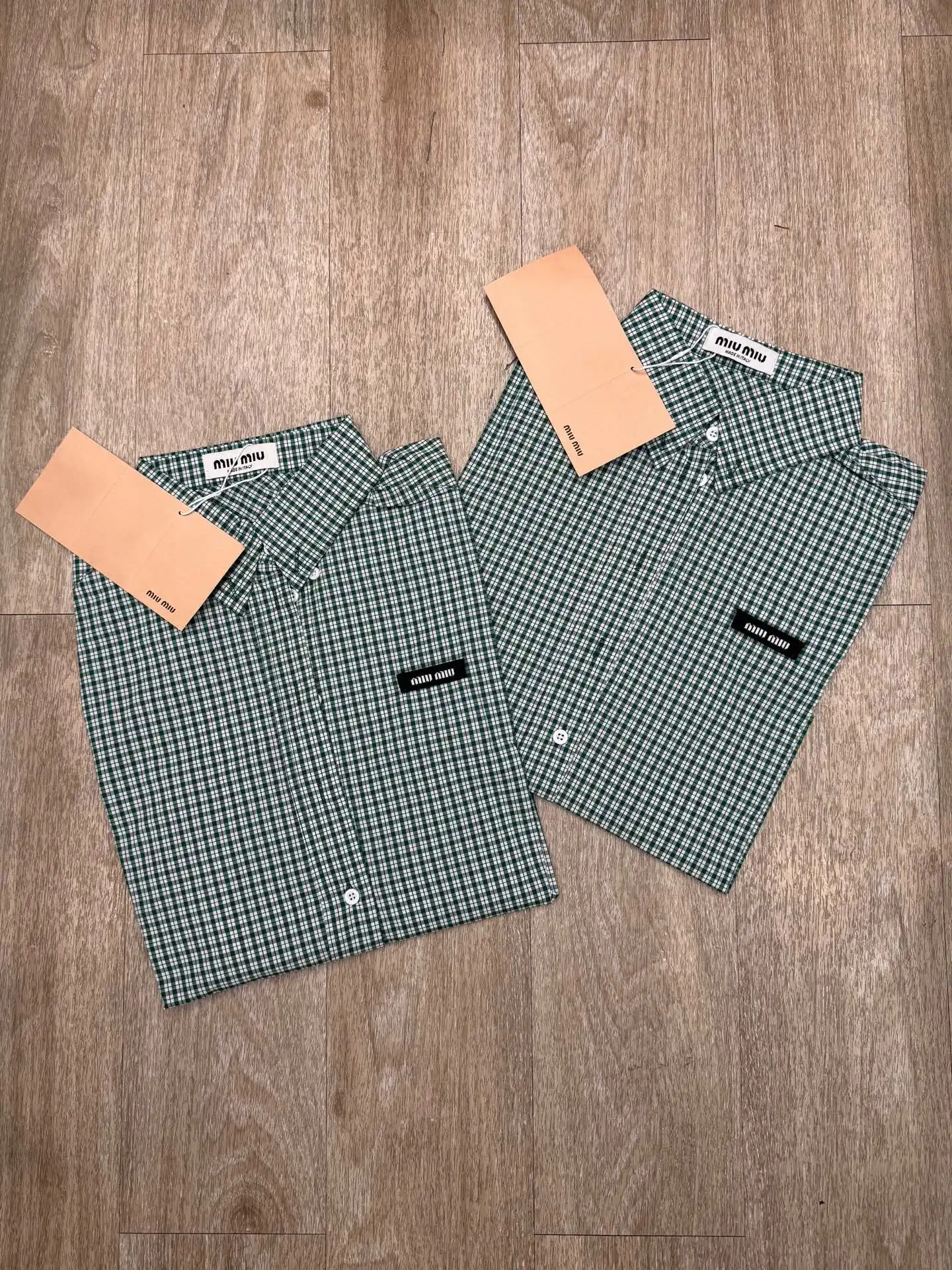 Logo Patch Gingham Cotton Shirt D9016102 — view 2