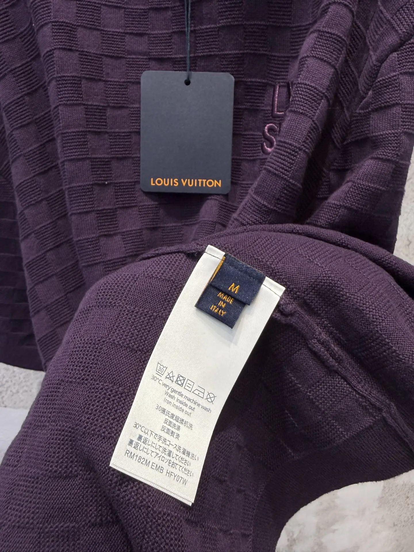 Damier Embroidered Cotton Knit T-Shirt D17819225 — view 9