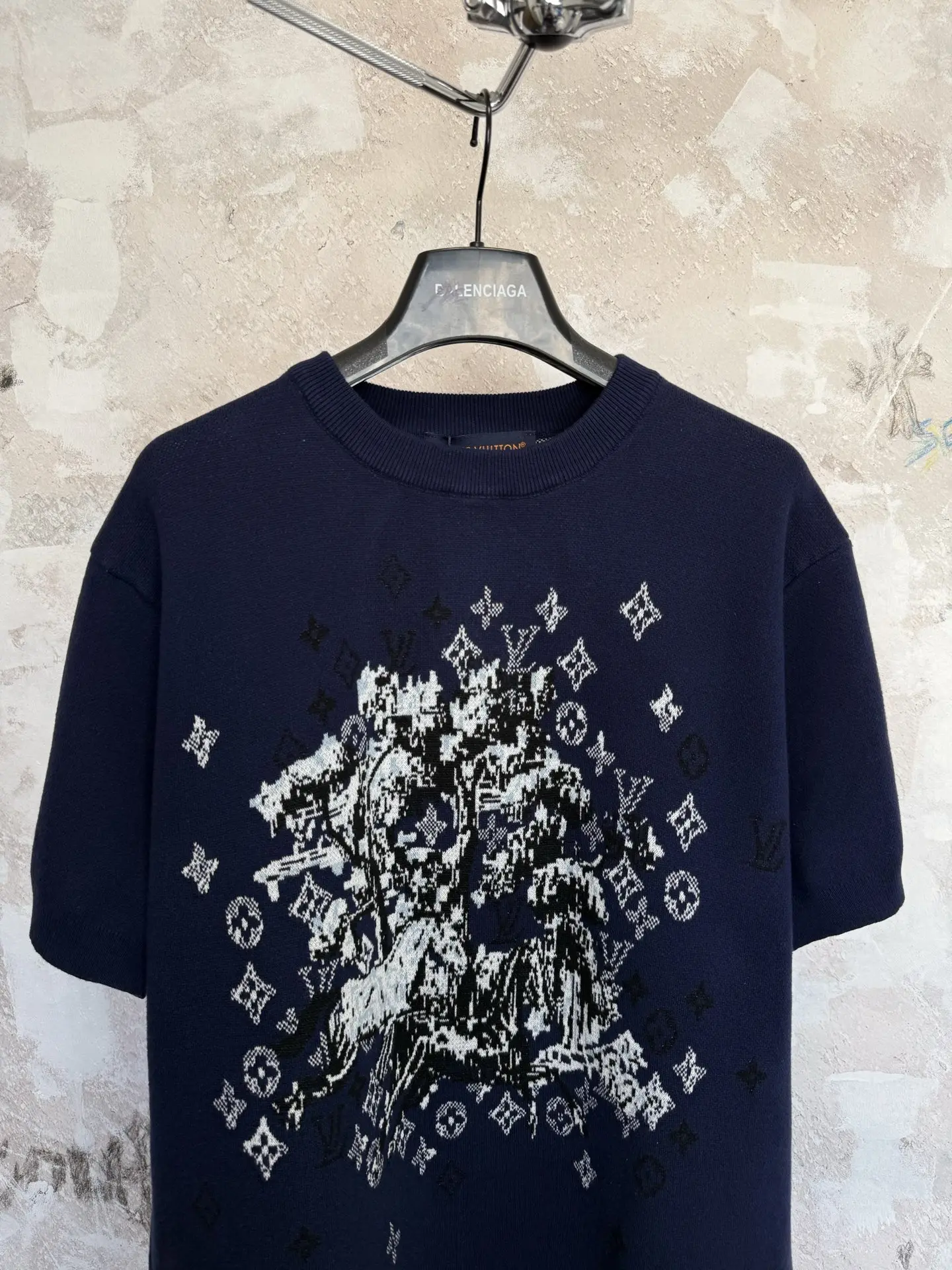 Monogram Intarsia Knit Short-Sleeve Sweater D18519233 — view 3