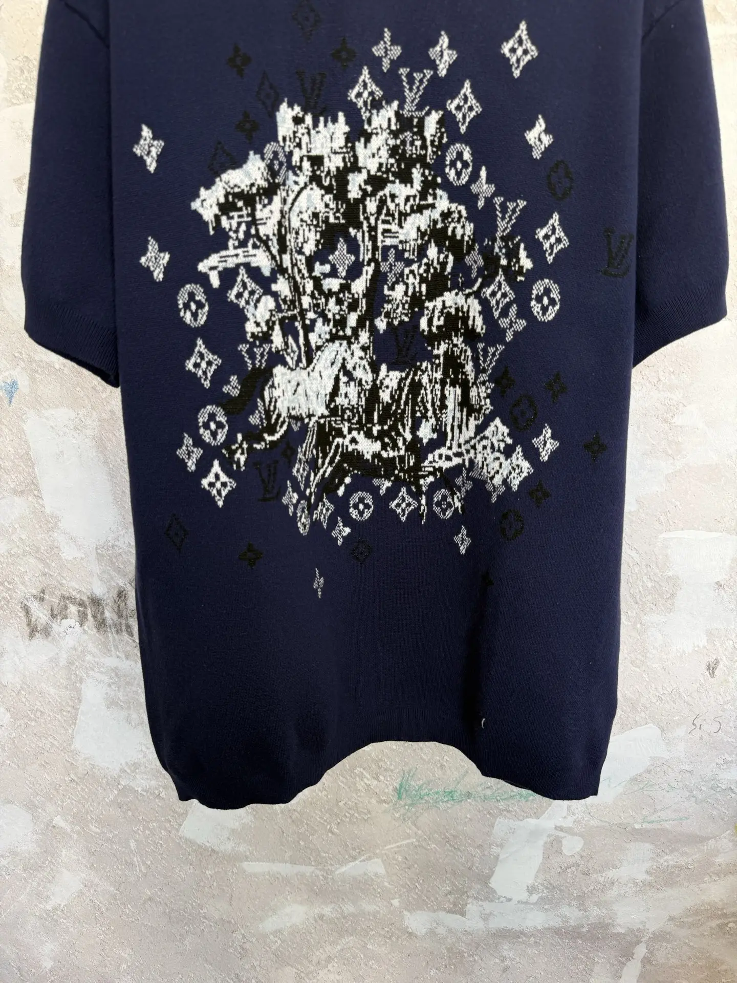 Monogram Intarsia Knit Short-Sleeve Sweater D18519233 — view 4