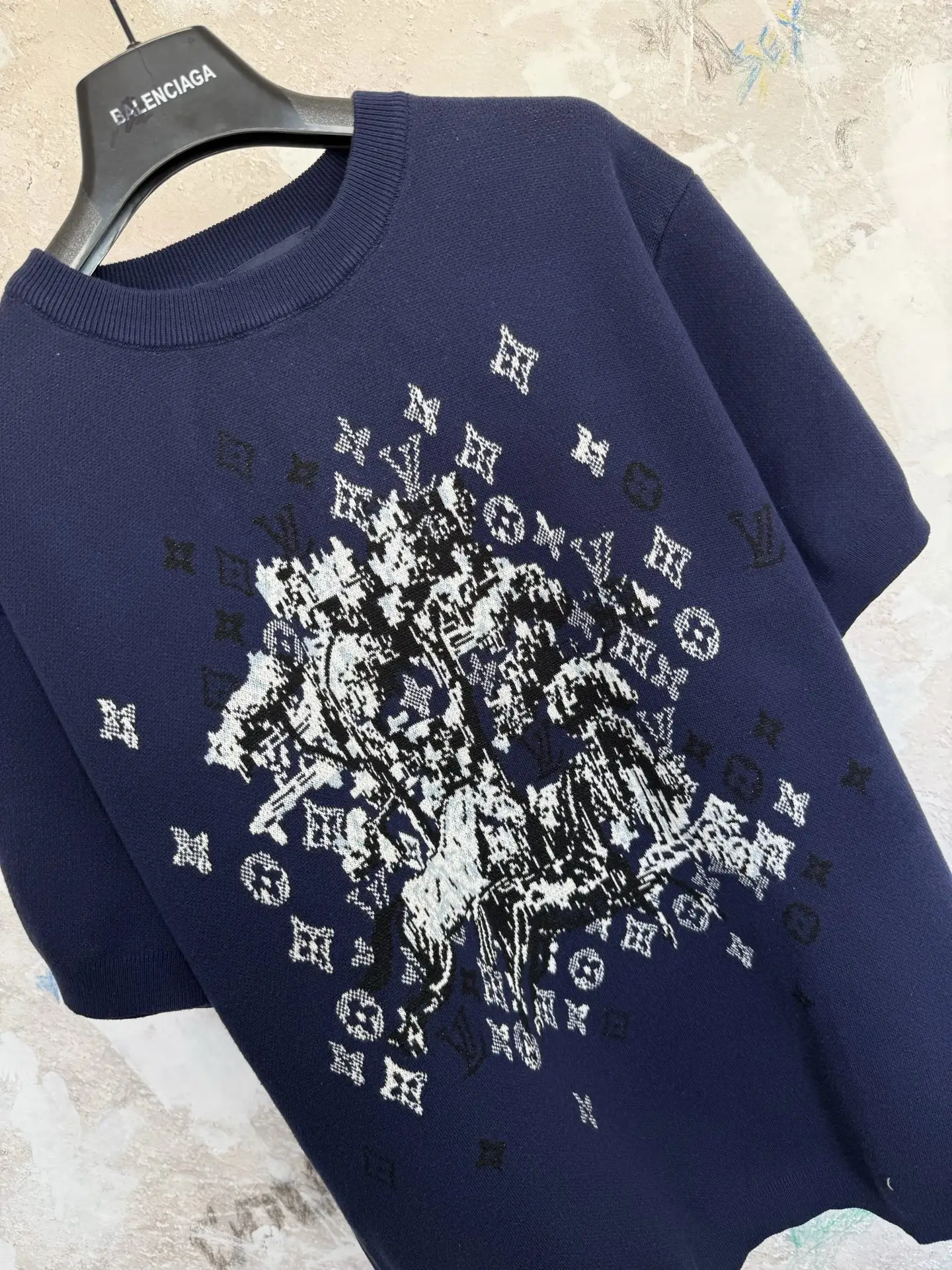 Monogram Intarsia Knit Short-Sleeve Sweater D18519233 — view 7