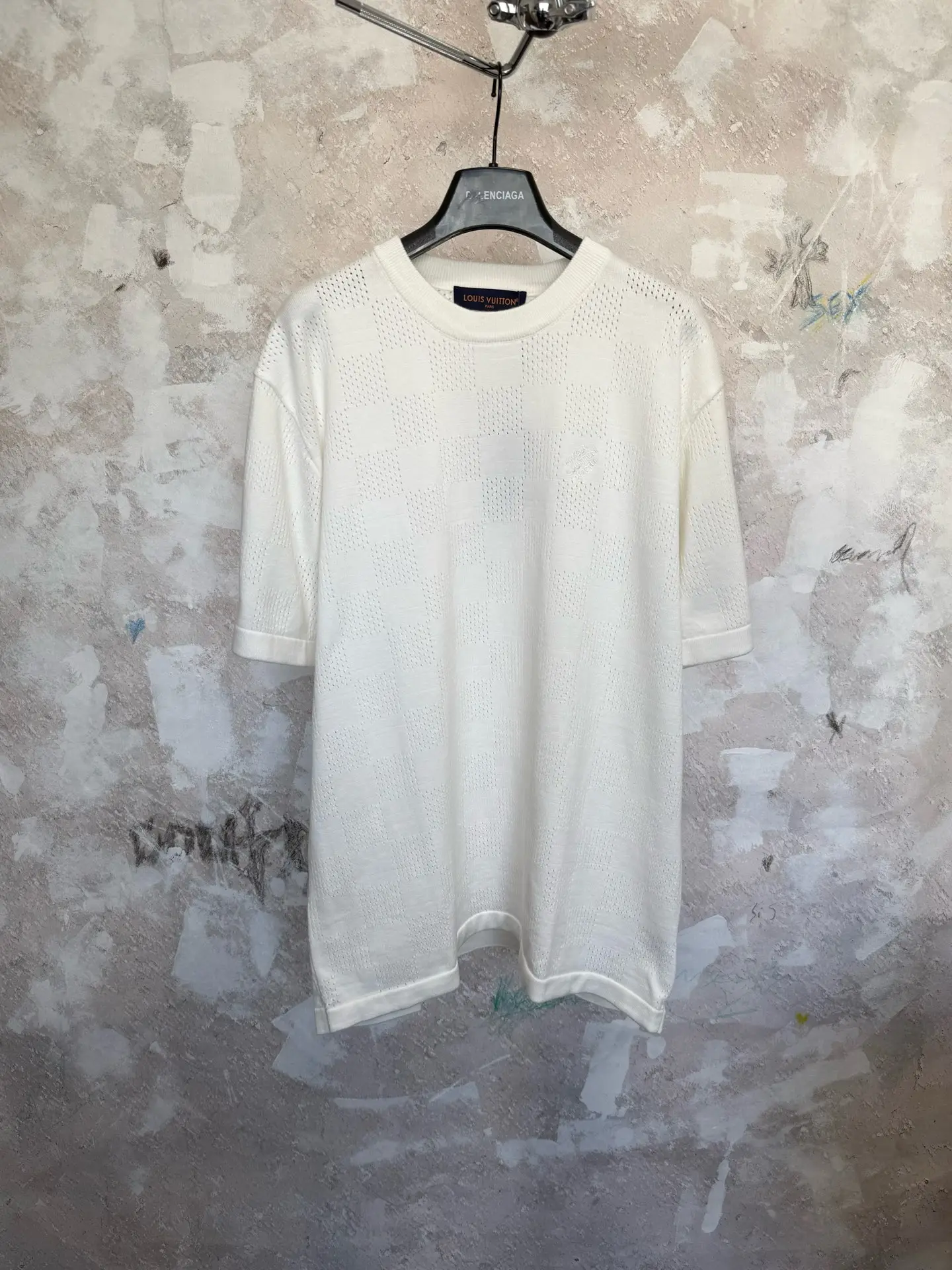 Damier Intarsia Knit Cotton T-Shirt D18519232