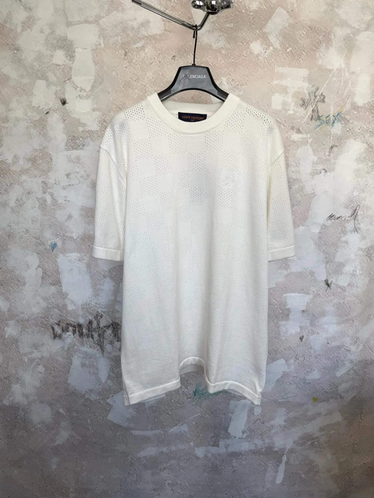 Damier Intarsia Knit Cotton T-Shirt D18519232