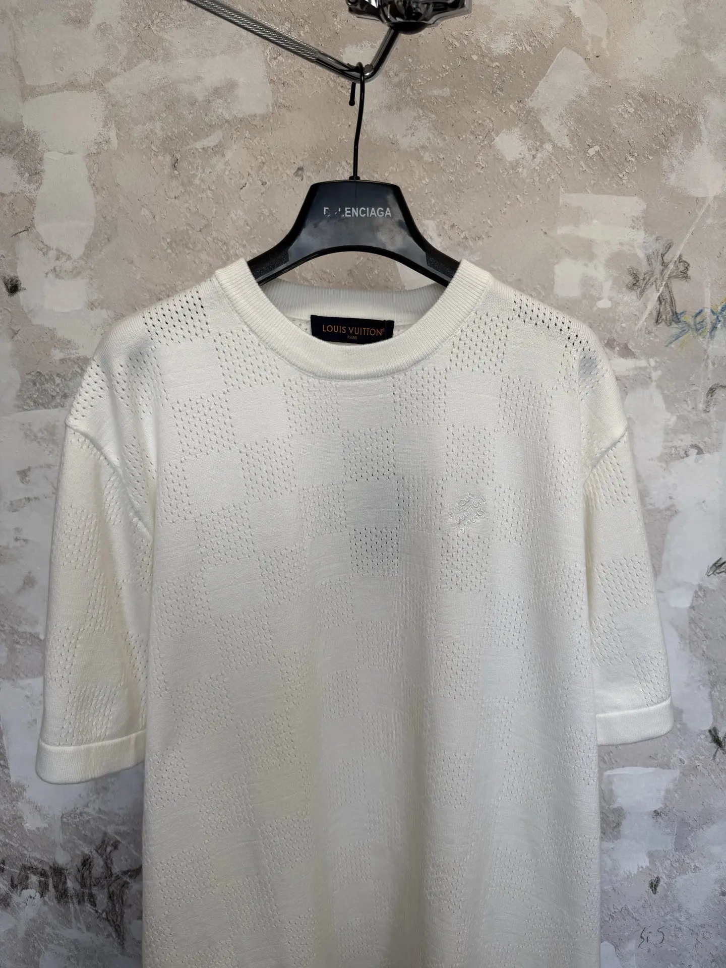 Damier Intarsia Knit Cotton T-Shirt D18519232 — view 3