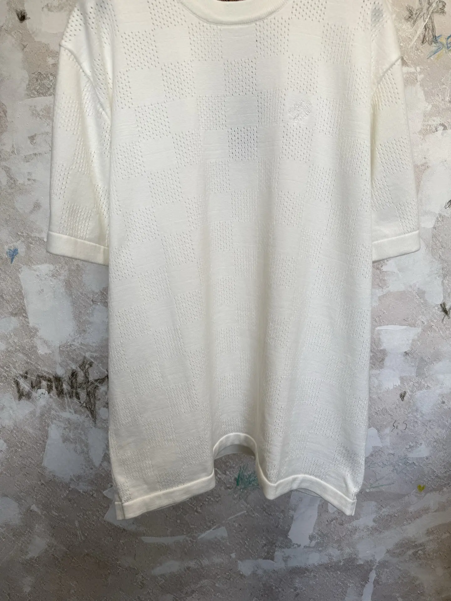 Damier Intarsia Knit Cotton T-Shirt D18519232 — view 4