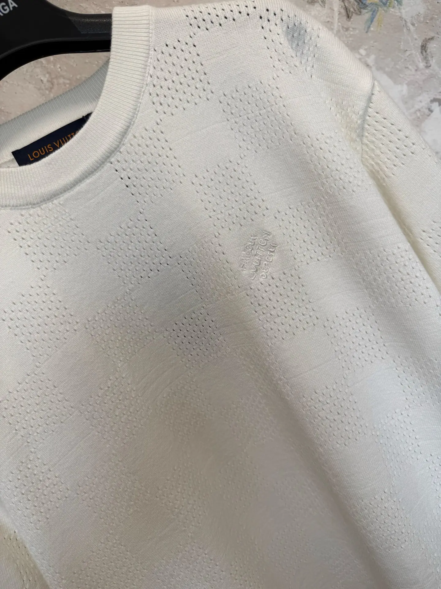 Damier Intarsia Knit Cotton T-Shirt D18519232 — view 5