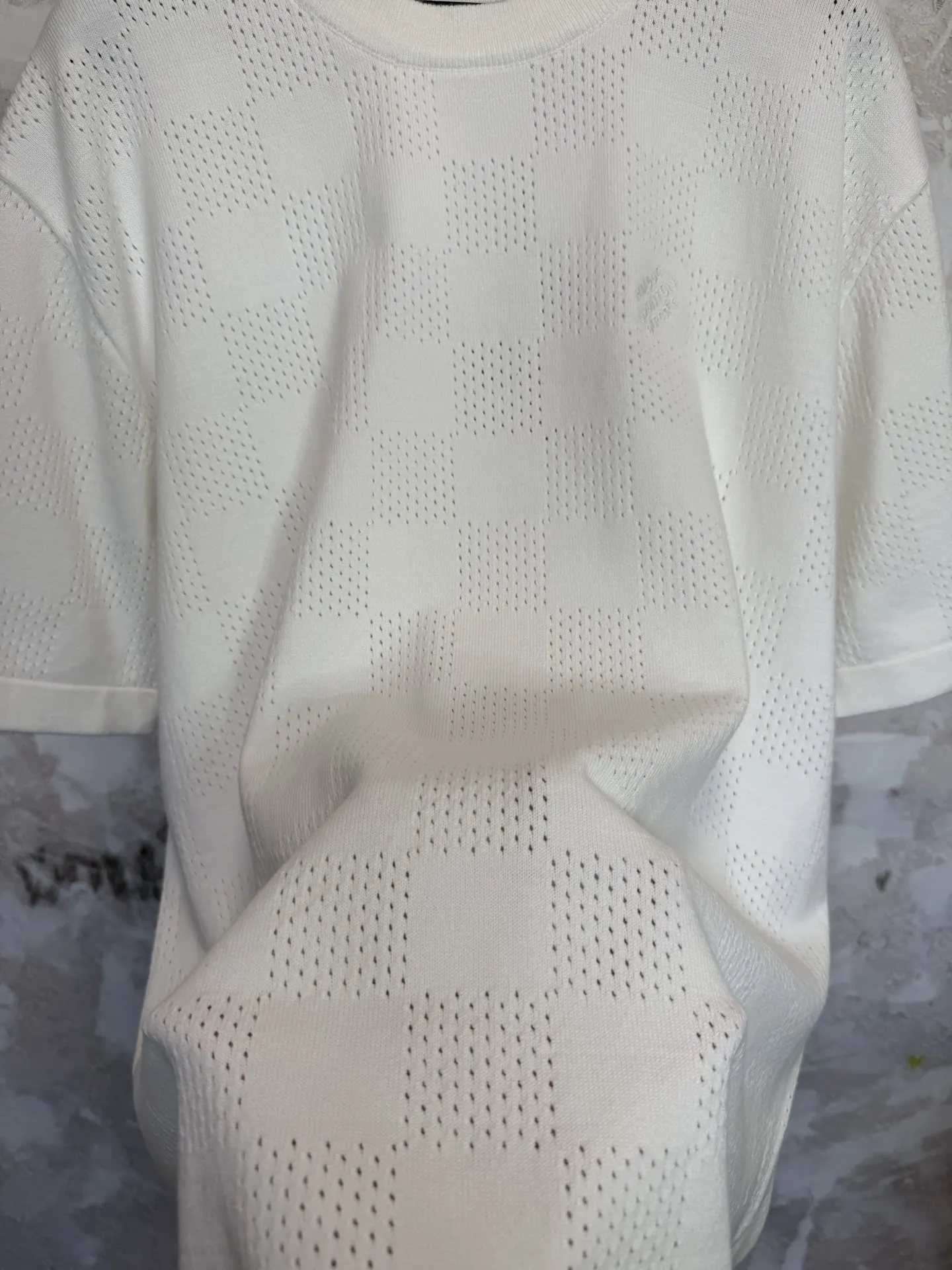 Damier Intarsia Knit Cotton T-Shirt D18519232 — view 6