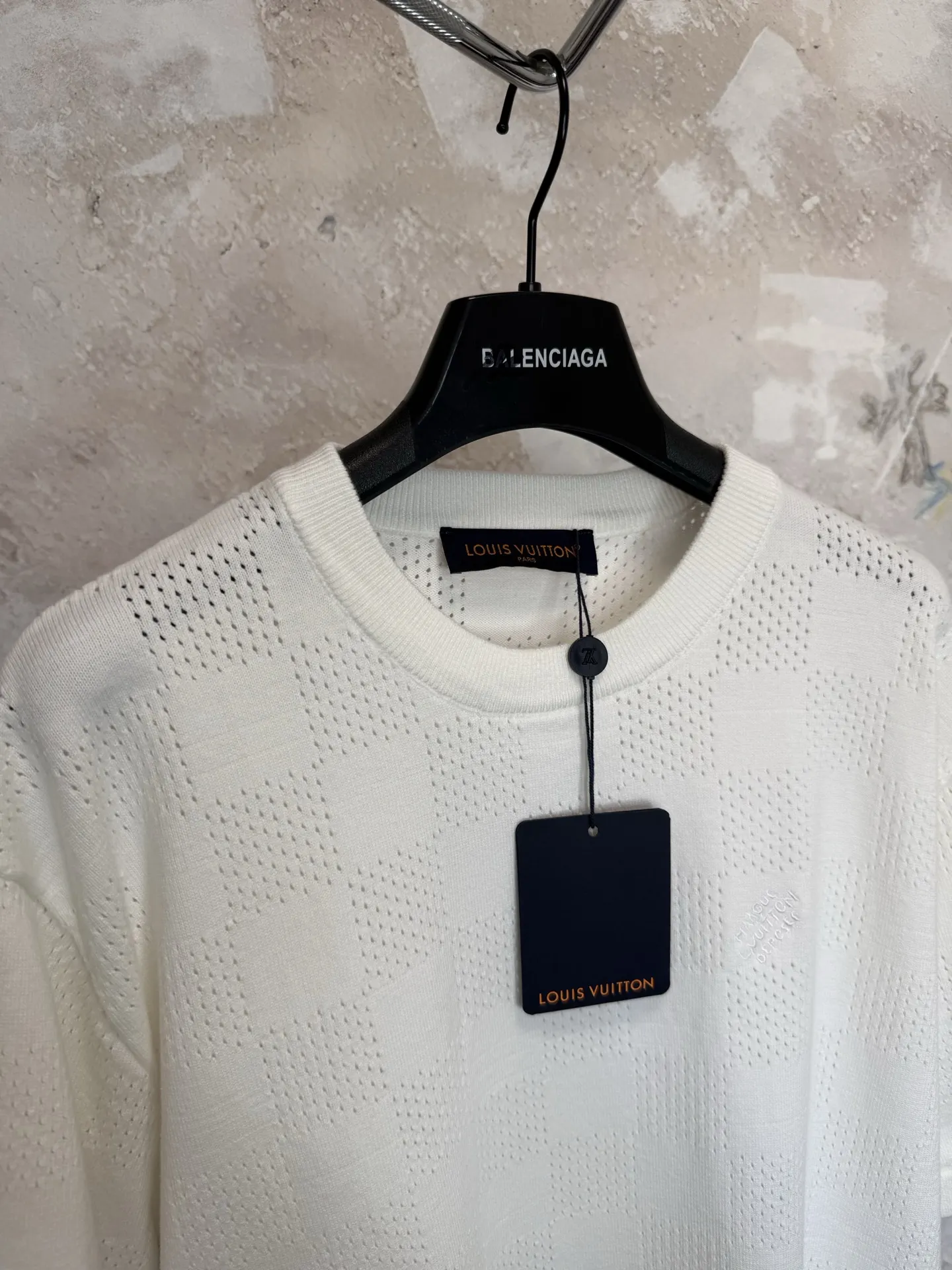 Damier Intarsia Knit Cotton T-Shirt D18519232 — view 10