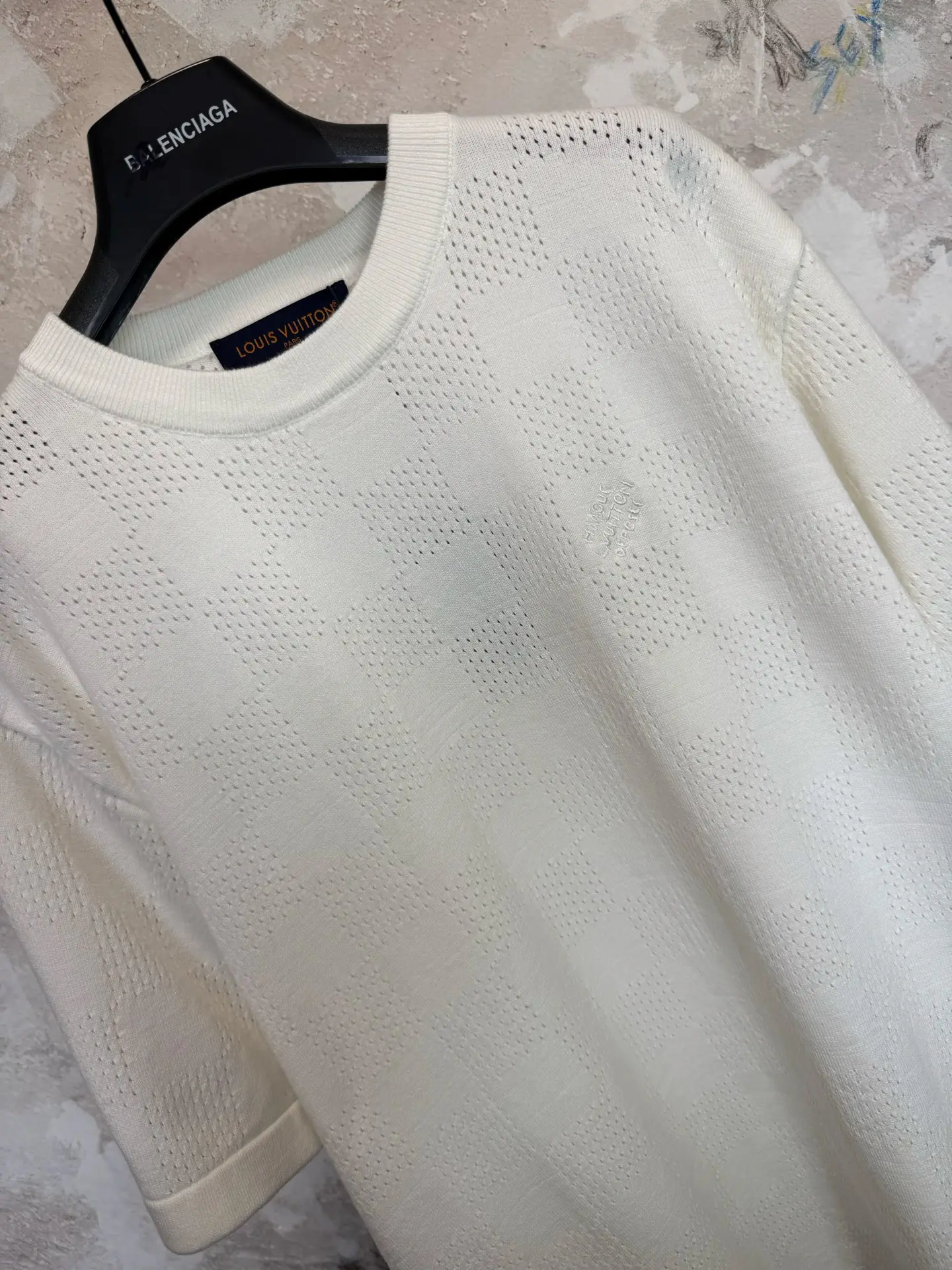 Damier Intarsia Knit Cotton T-Shirt D18519232 — view 12