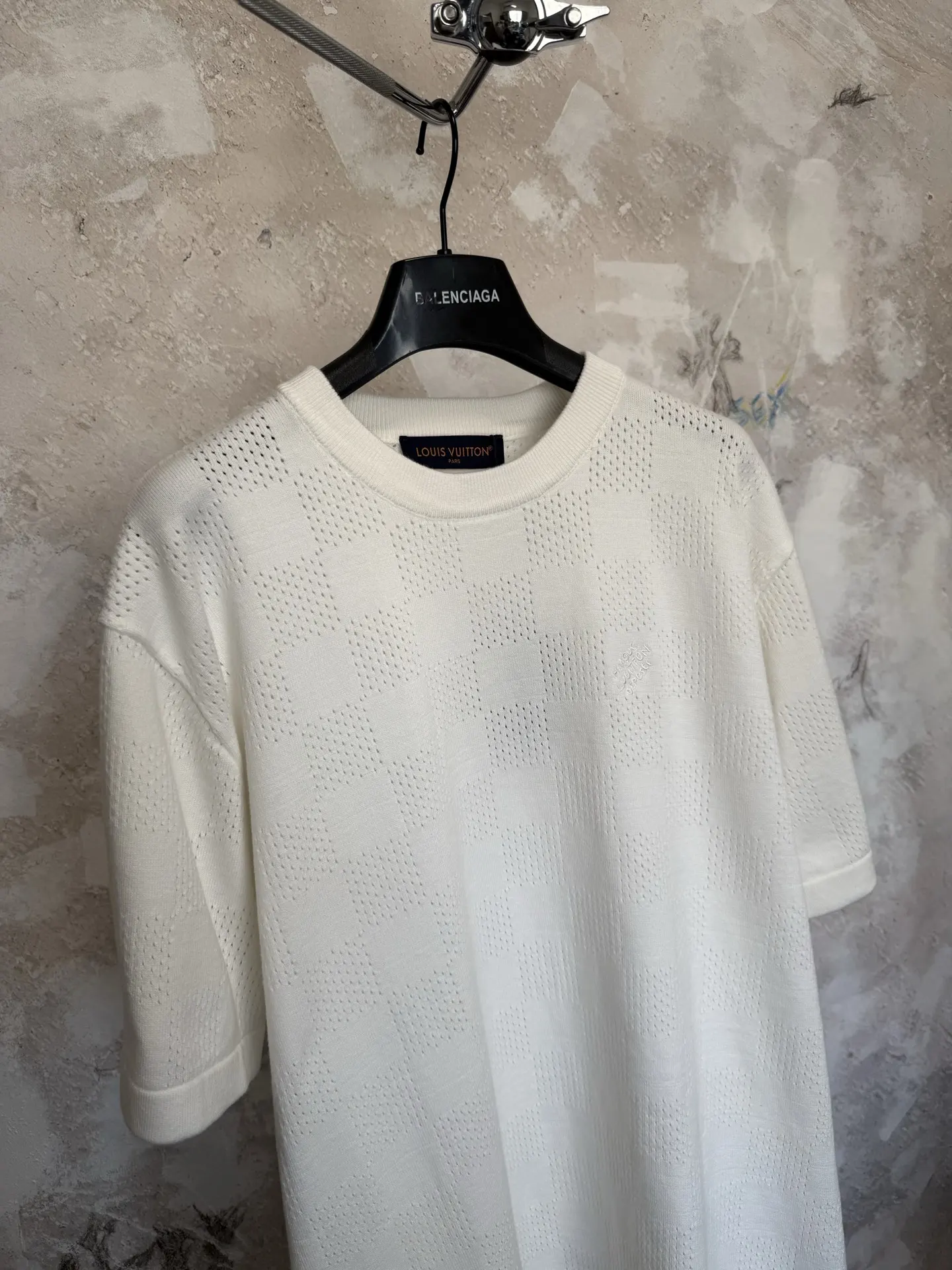 Damier Intarsia Knit Cotton T-Shirt D18519232 — view 13