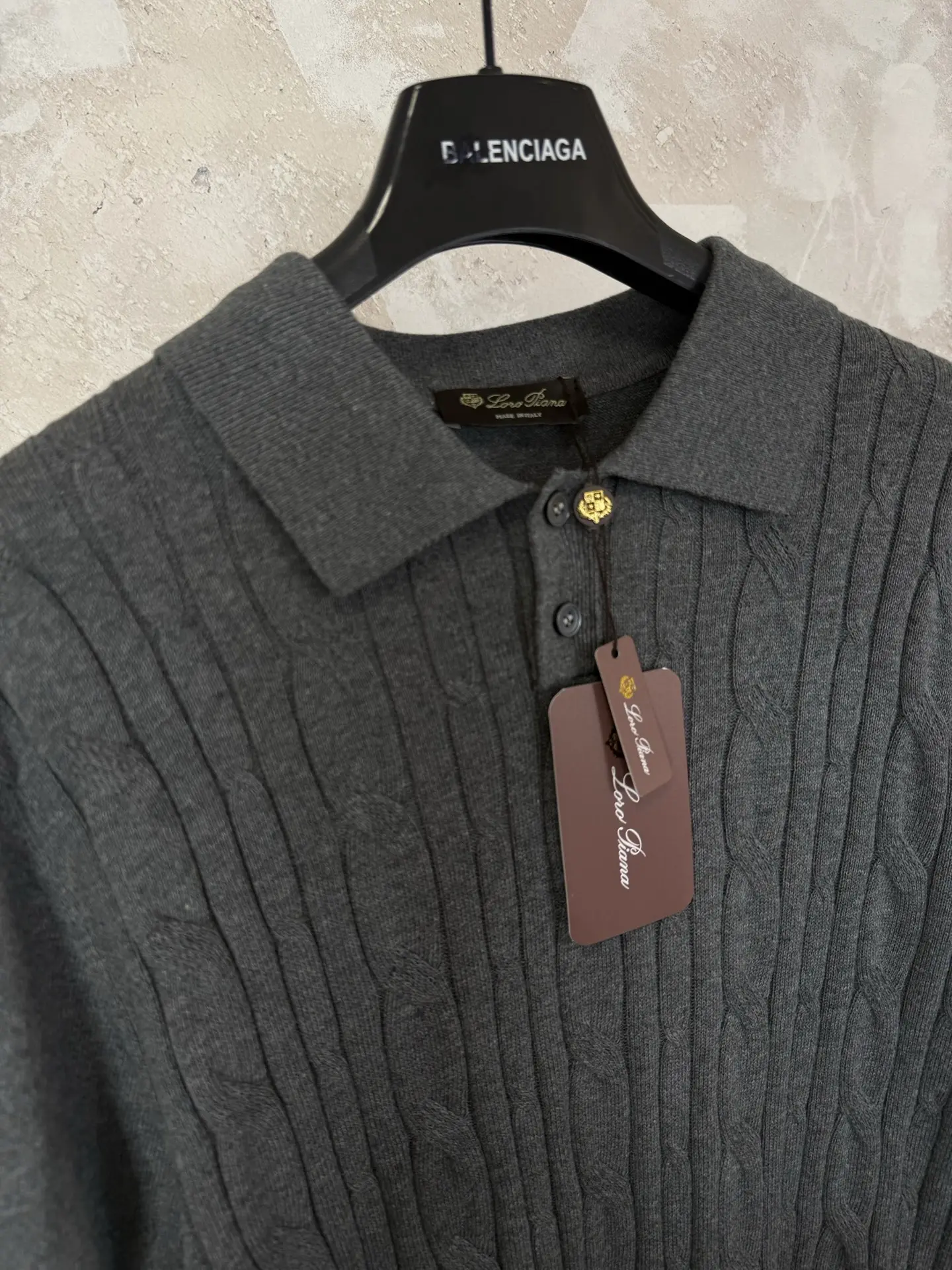 Cable-Knit Cotton Polo Shirt D18519212 — view 5