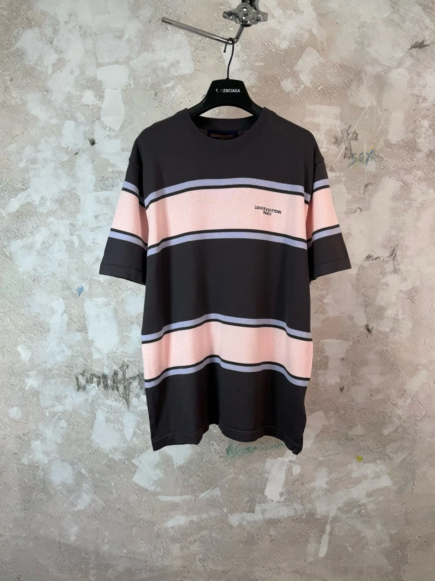 Striped Logo-Embroidered Knit T-Shirt D19019219