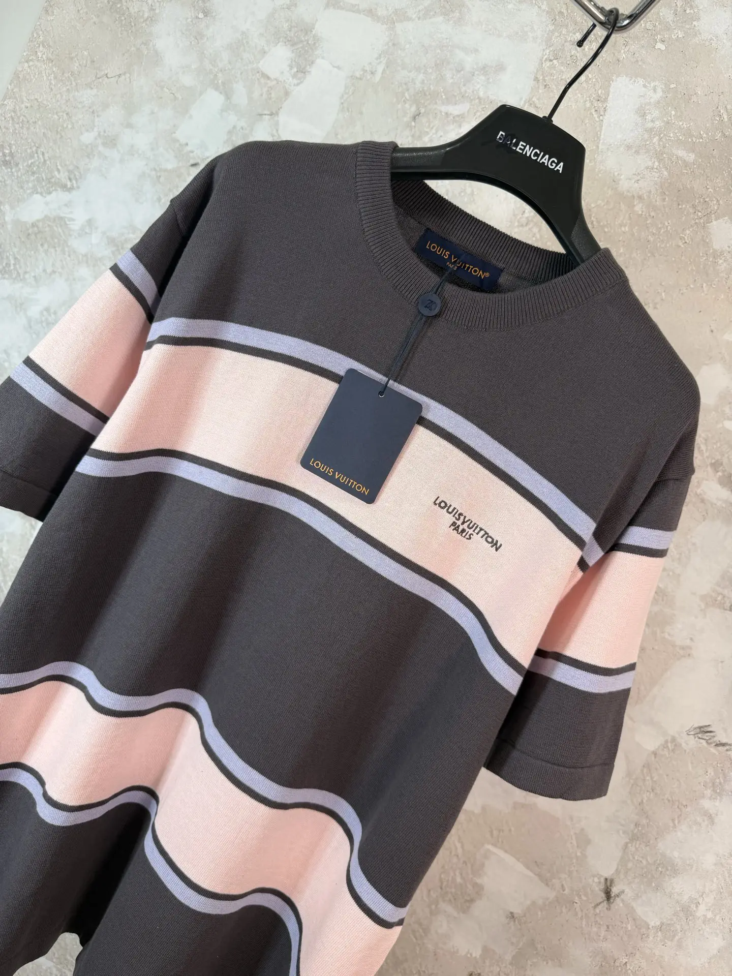 Striped Logo-Embroidered Knit T-Shirt D19019219 — view 5