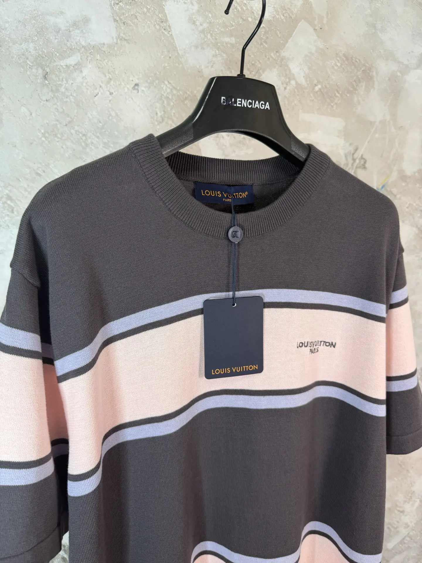 Striped Logo-Embroidered Knit T-Shirt D19019219 — view 7