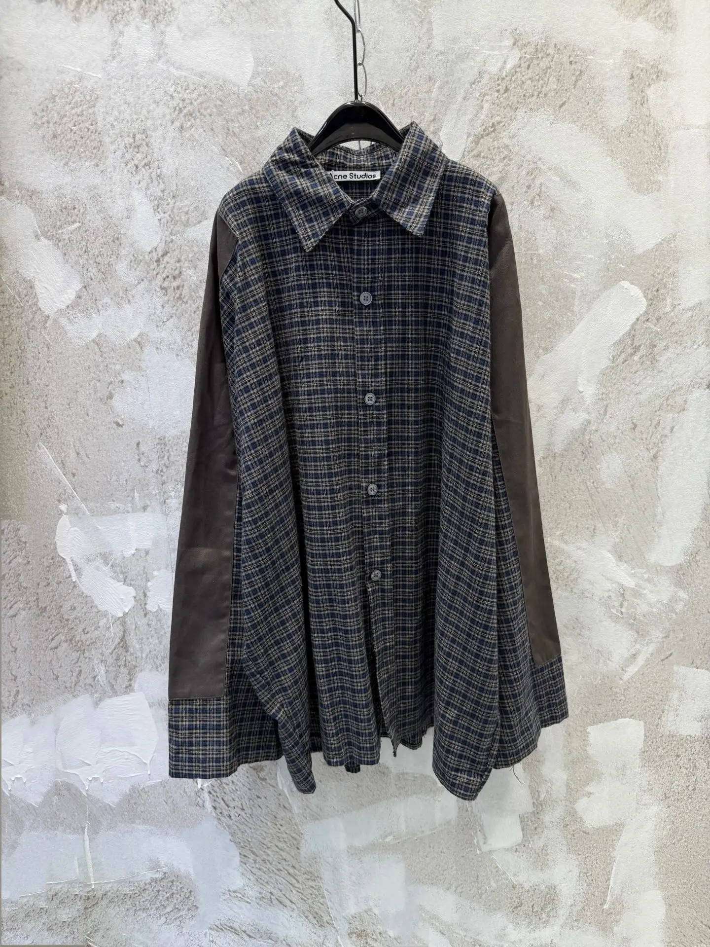 Oversized Patchwork Checked Flannel Shirt D19513359