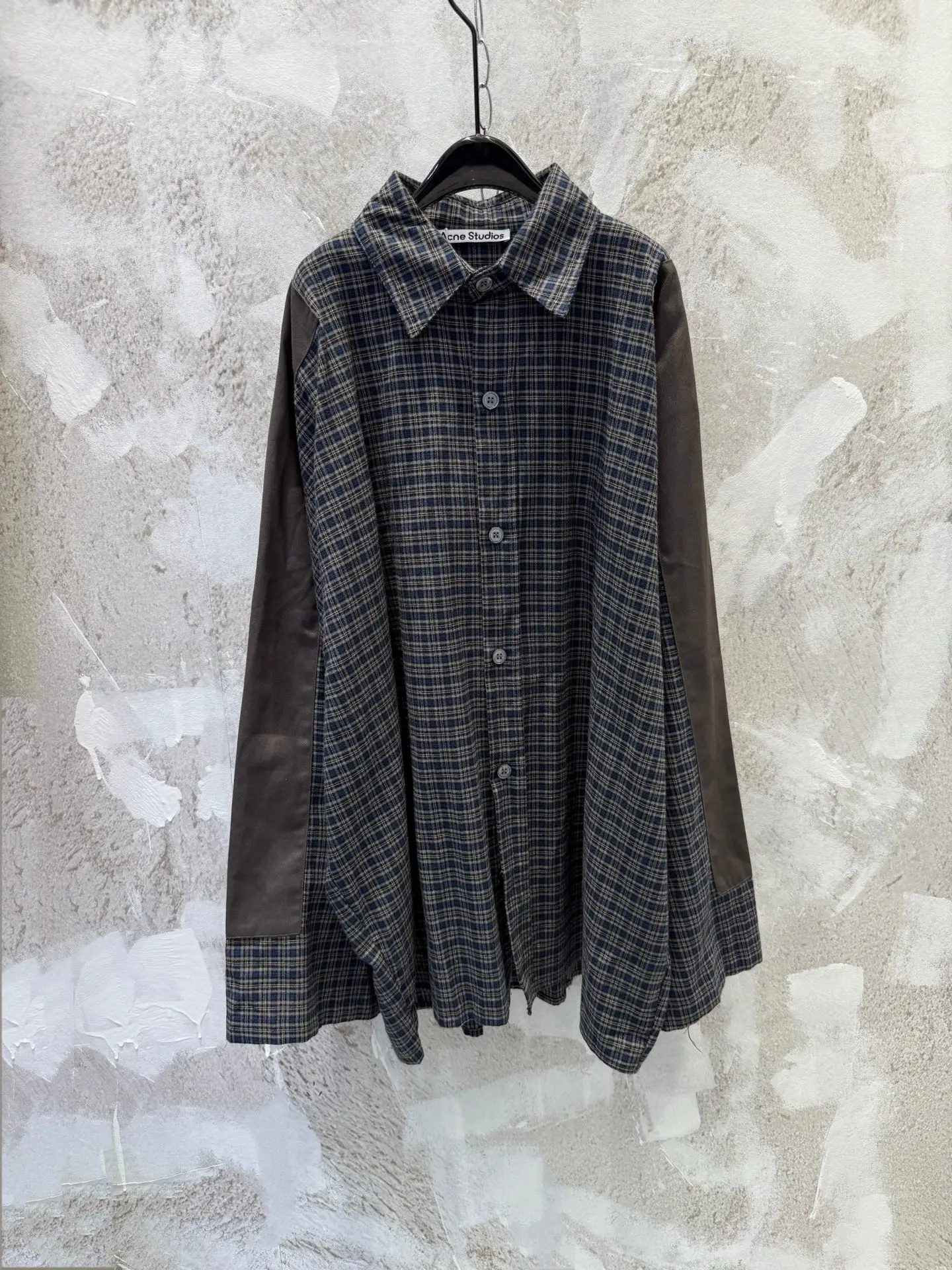 Oversized Patchwork Checked Flannel Shirt D19513359