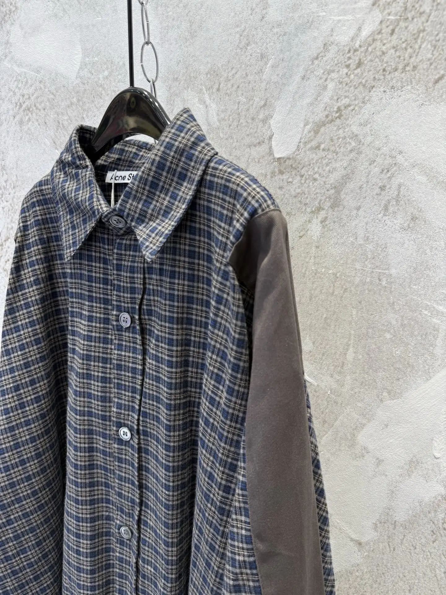 Oversized Patchwork Checked Flannel Shirt D19513359 — view 7