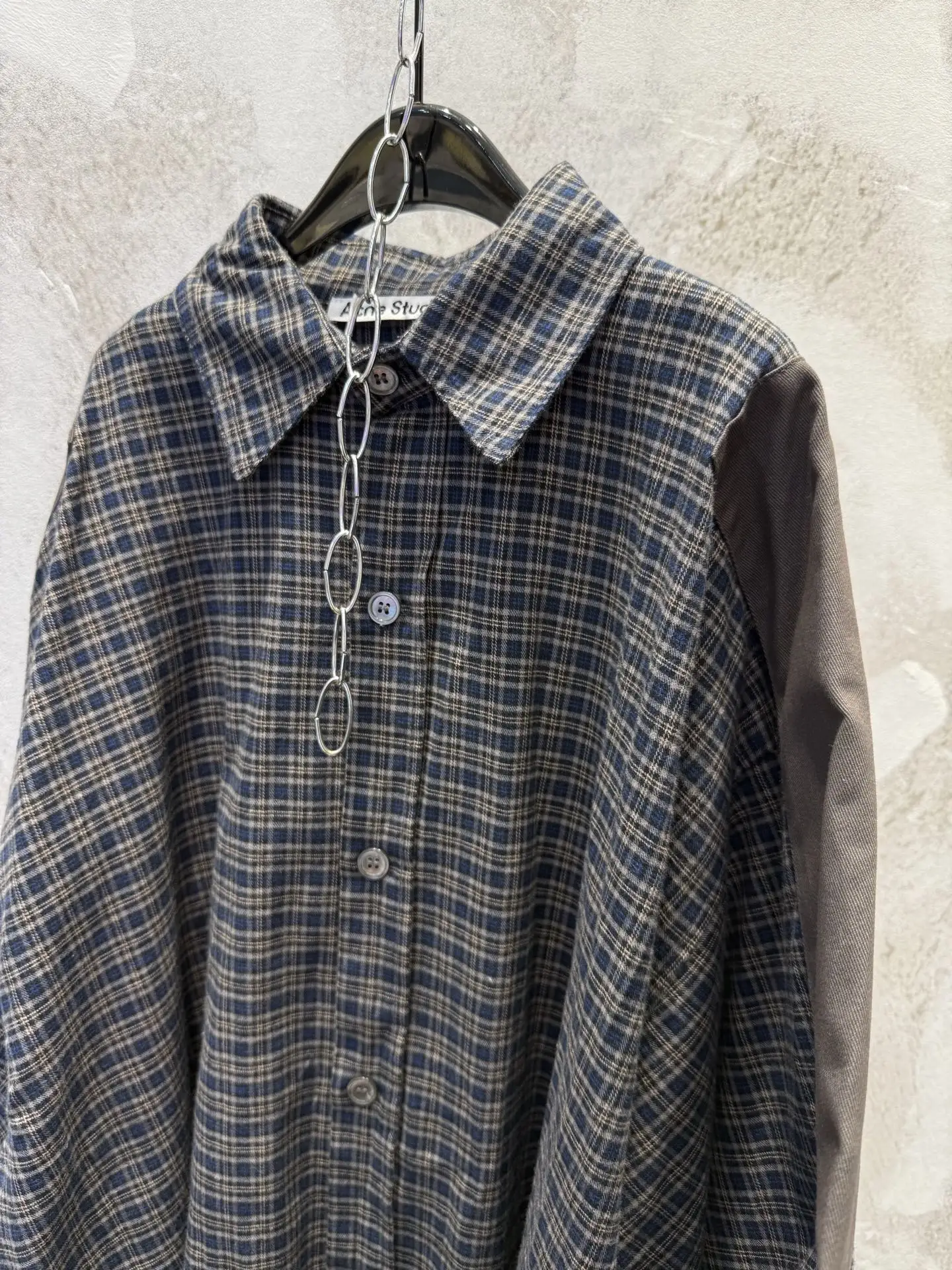 Oversized Patchwork Checked Flannel Shirt D19513359 — view 11