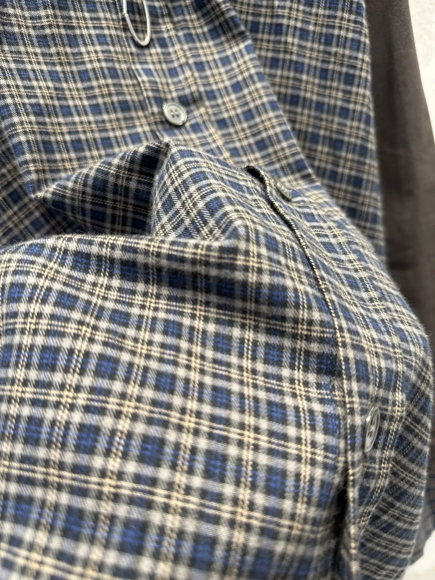 Oversized Patchwork Checked Flannel Shirt D19513359 — view 12