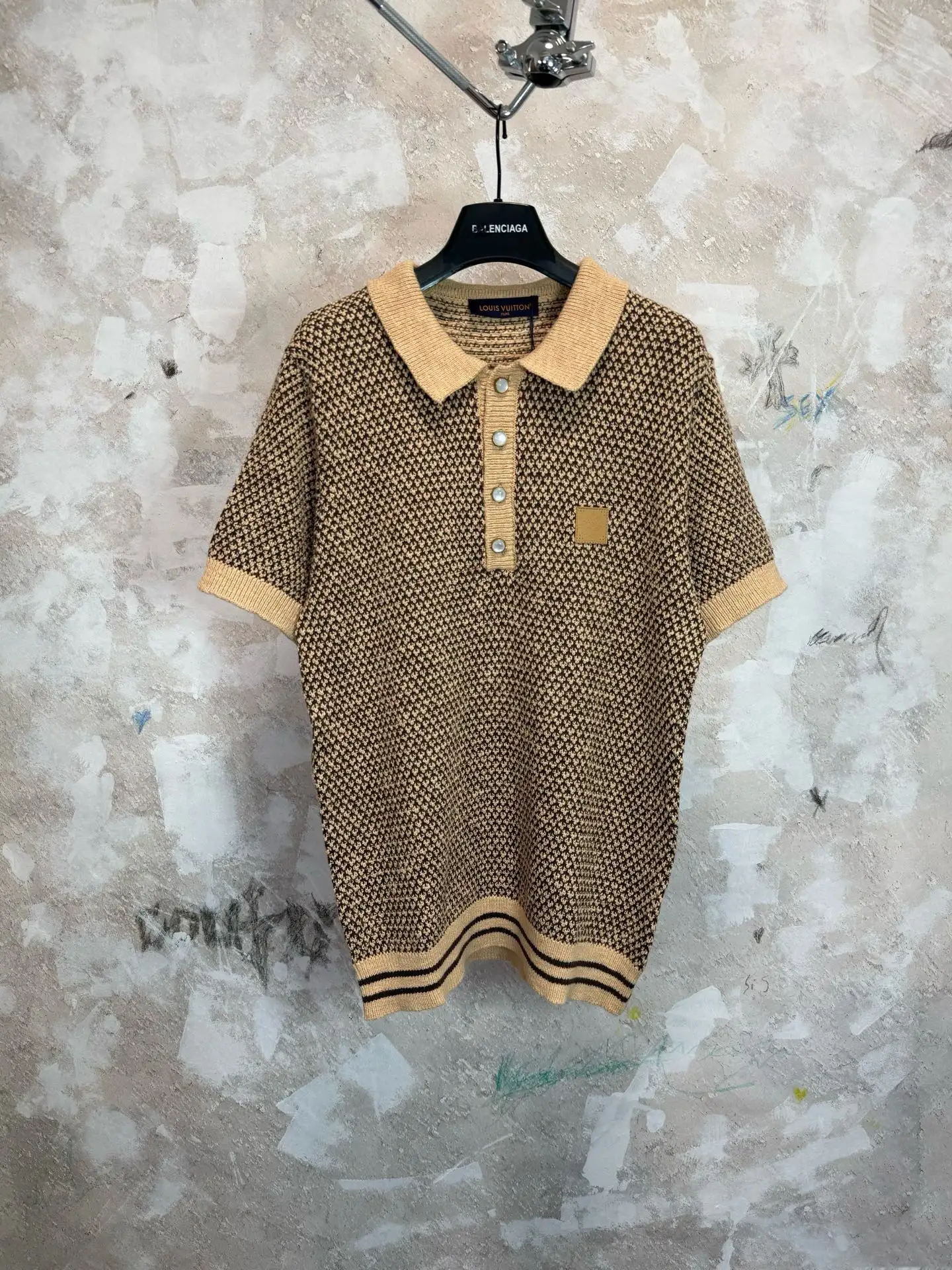 Logo-Patch Jacquard Knit Polo Shirt D20519229