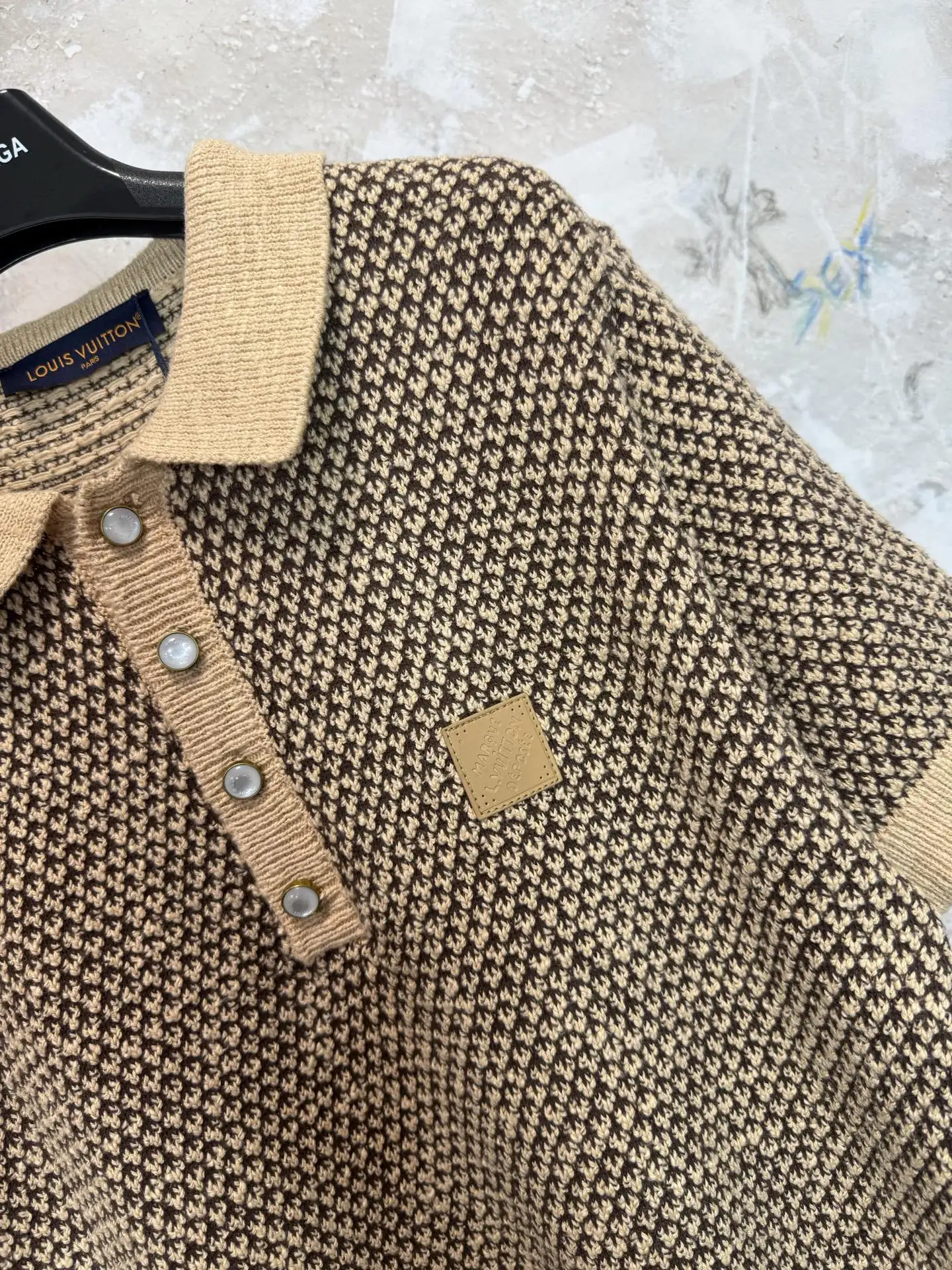 Logo-Patch Jacquard Knit Polo Shirt D20519229 — view 6