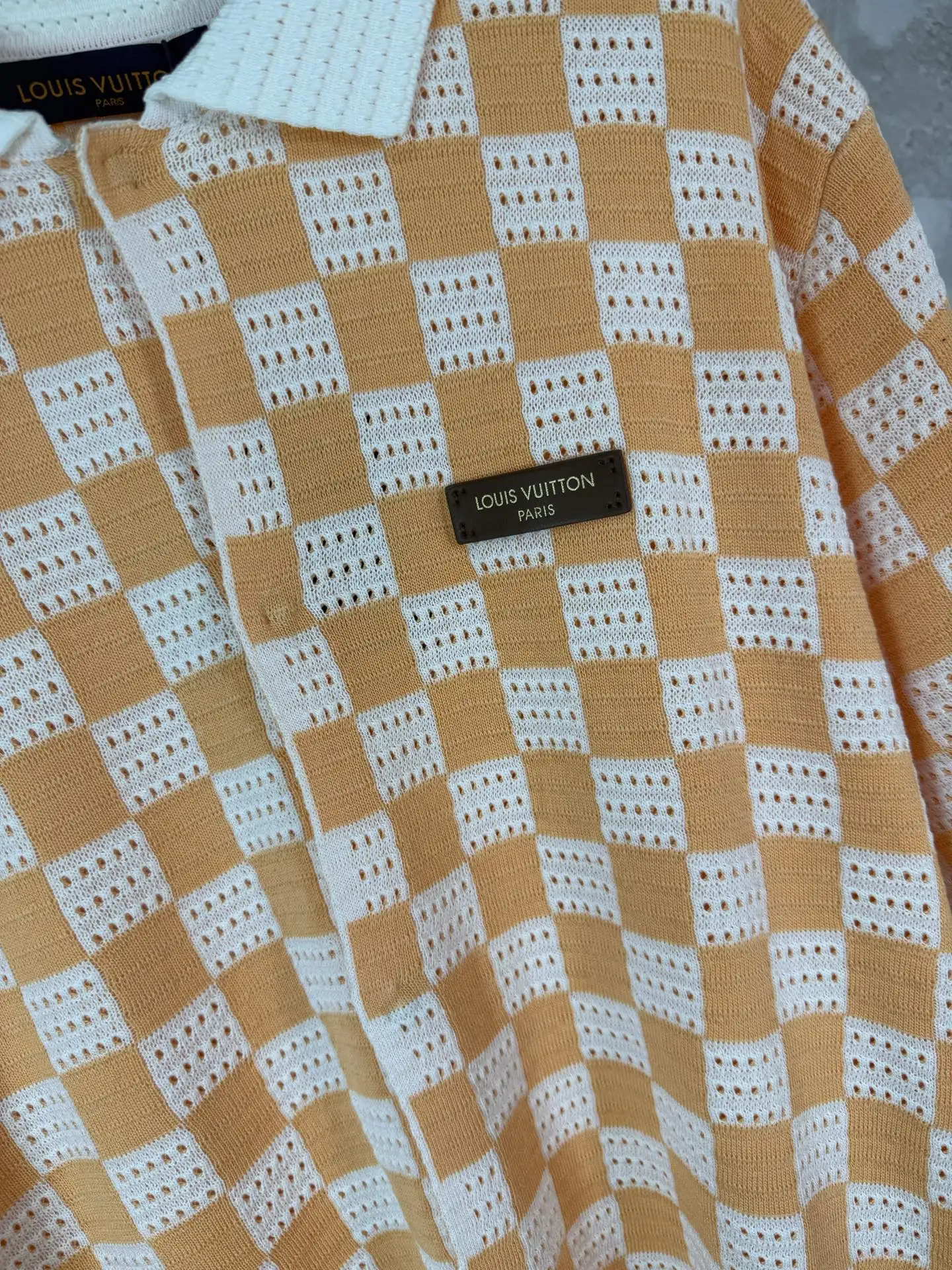 Damier Check Open-Knit Polo Shirt D22519218 — view 8