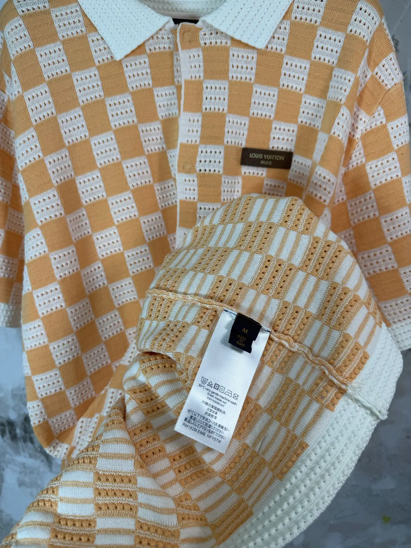 Damier Check Open-Knit Polo Shirt D22519218 — view 9