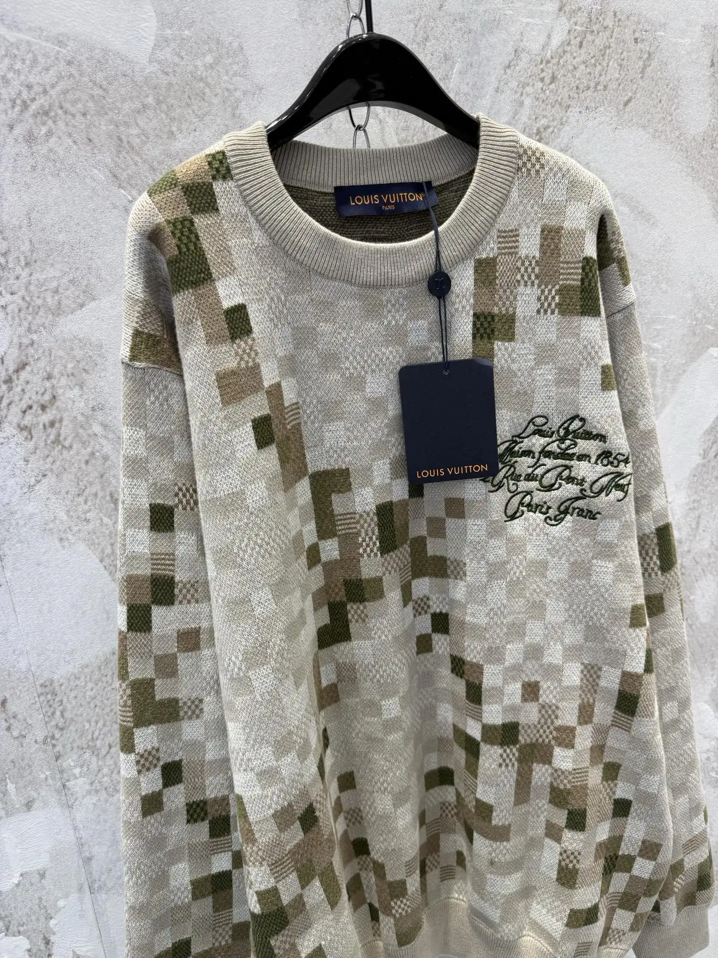 Damier Camouflage Intarsia Cotton Sweater D22513353 — view 3