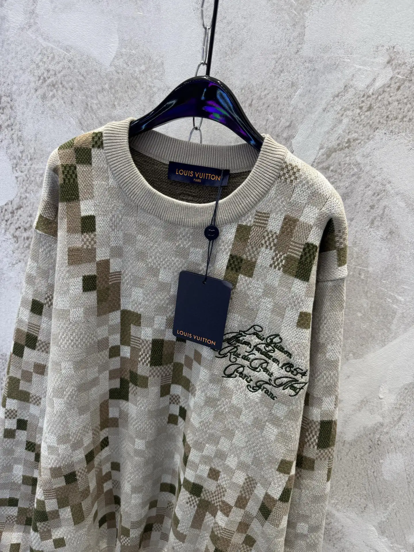 Damier Camouflage Intarsia Cotton Sweater D22513353 — view 5