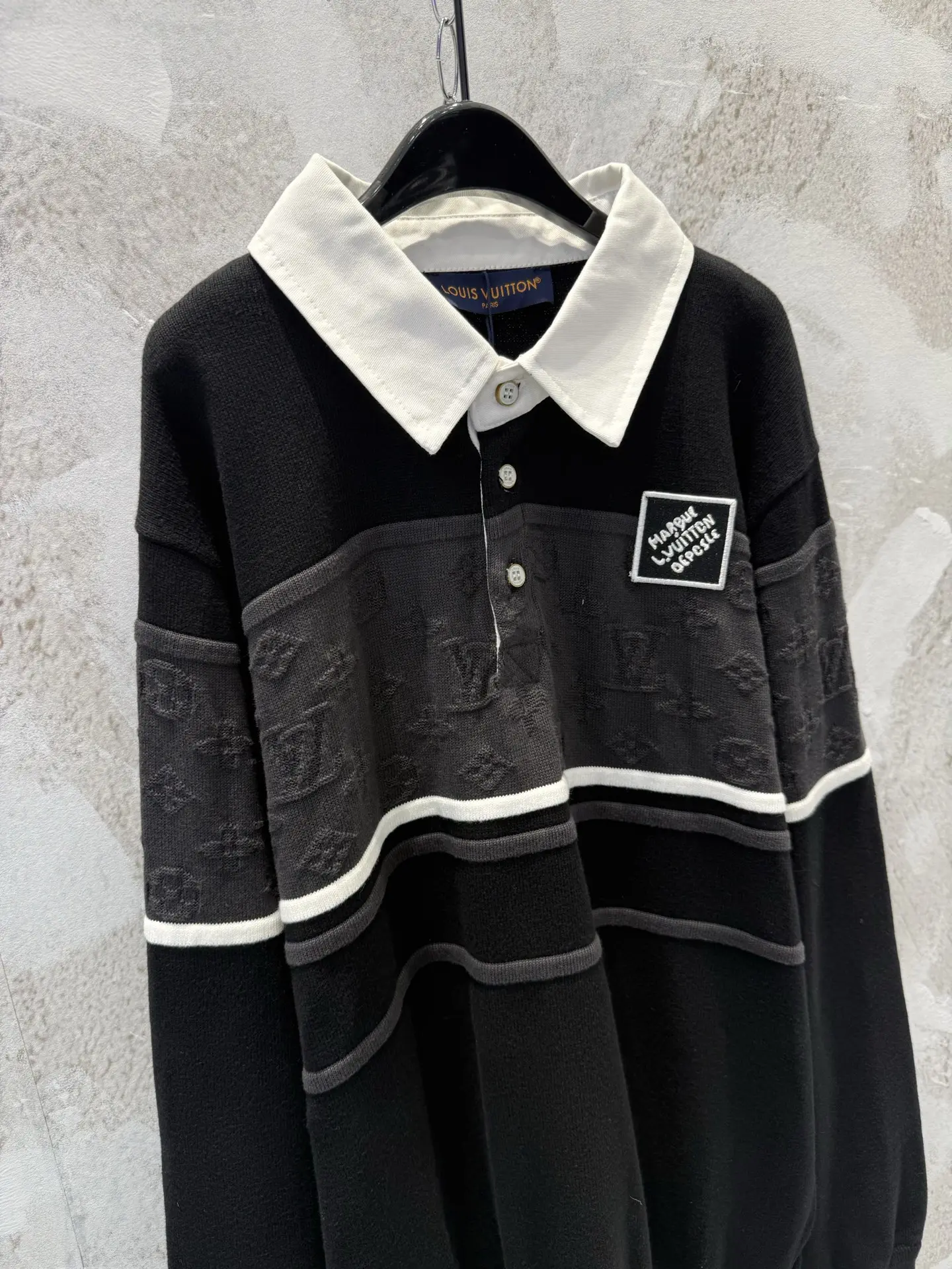 Monogram Jacquard Long-Sleeve Polo Shirt D23013351 — view 3