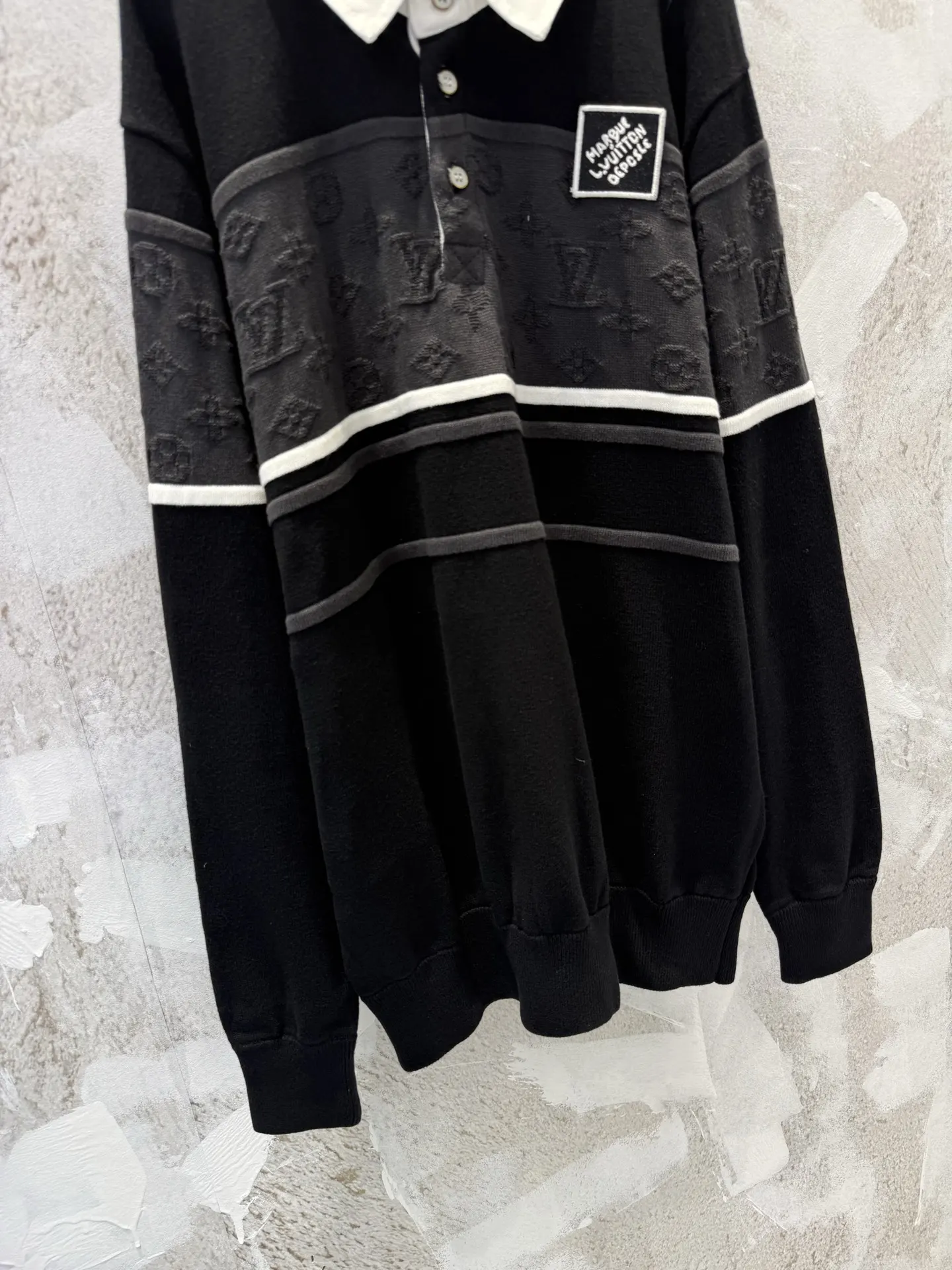 Monogram Jacquard Long-Sleeve Polo Shirt D23013351 — view 4