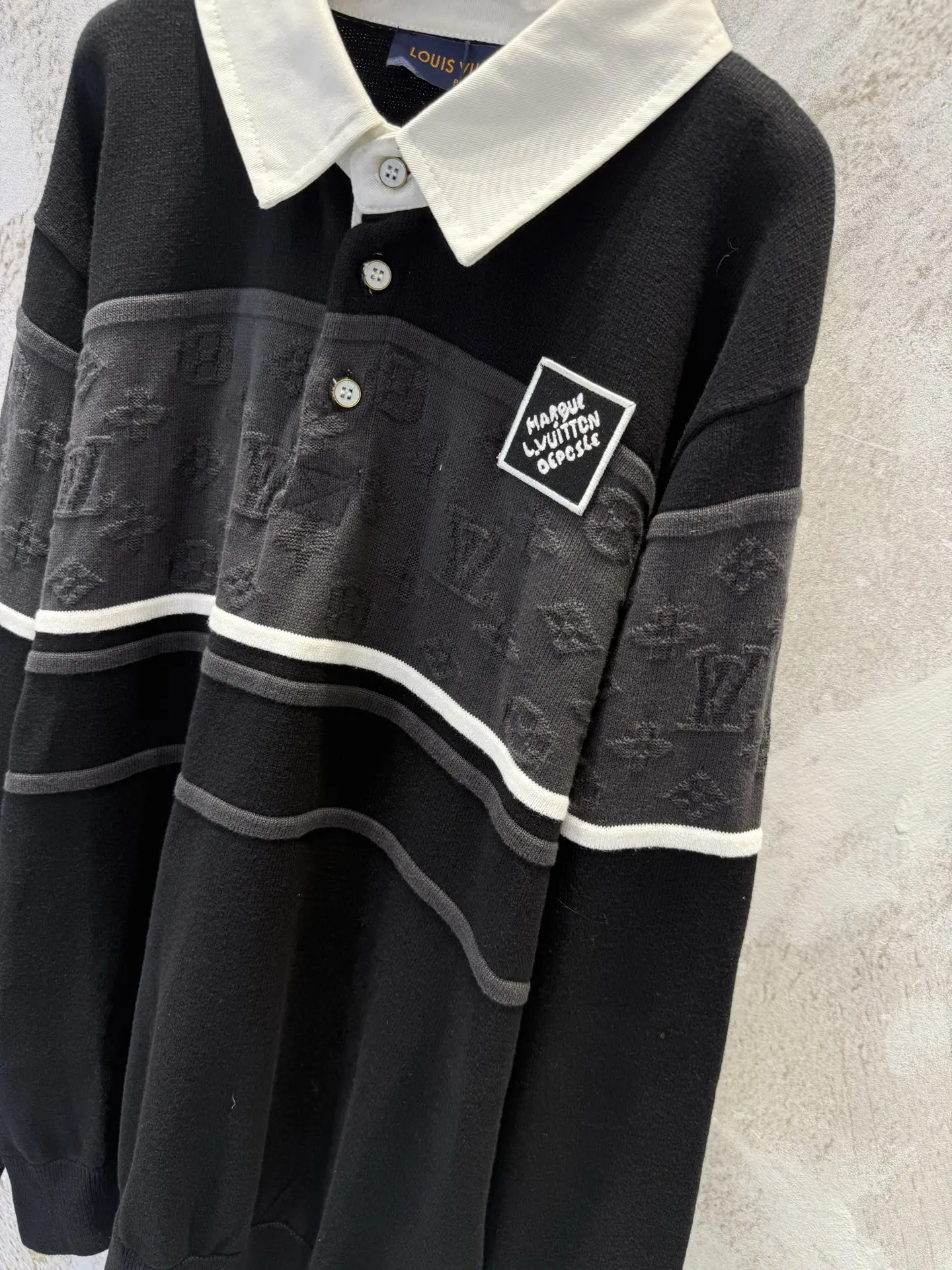 Monogram Jacquard Long-Sleeve Polo Shirt D23013351 — view 5